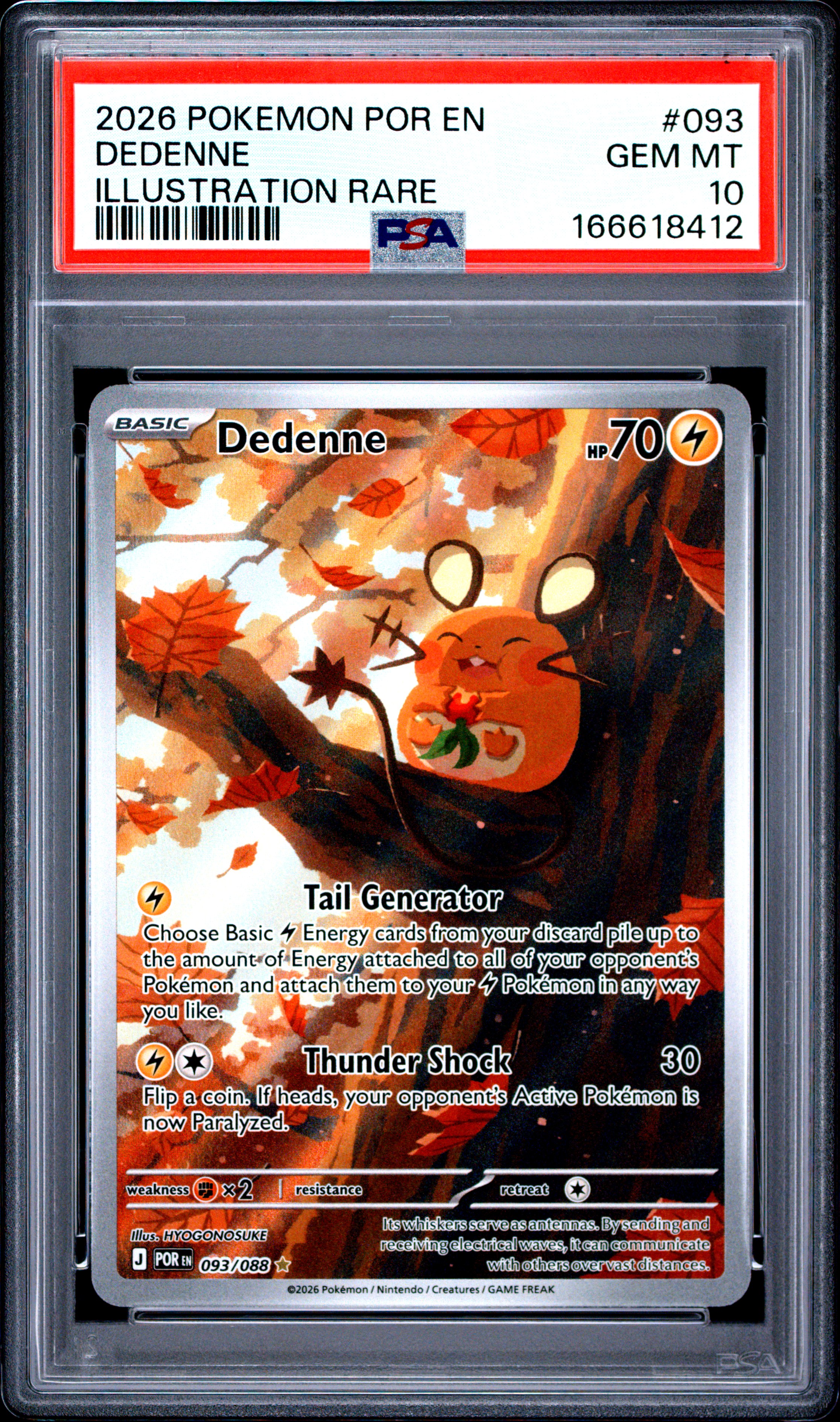 2026 #093 Dedenne PSA 10 Por EN-Perfect Order