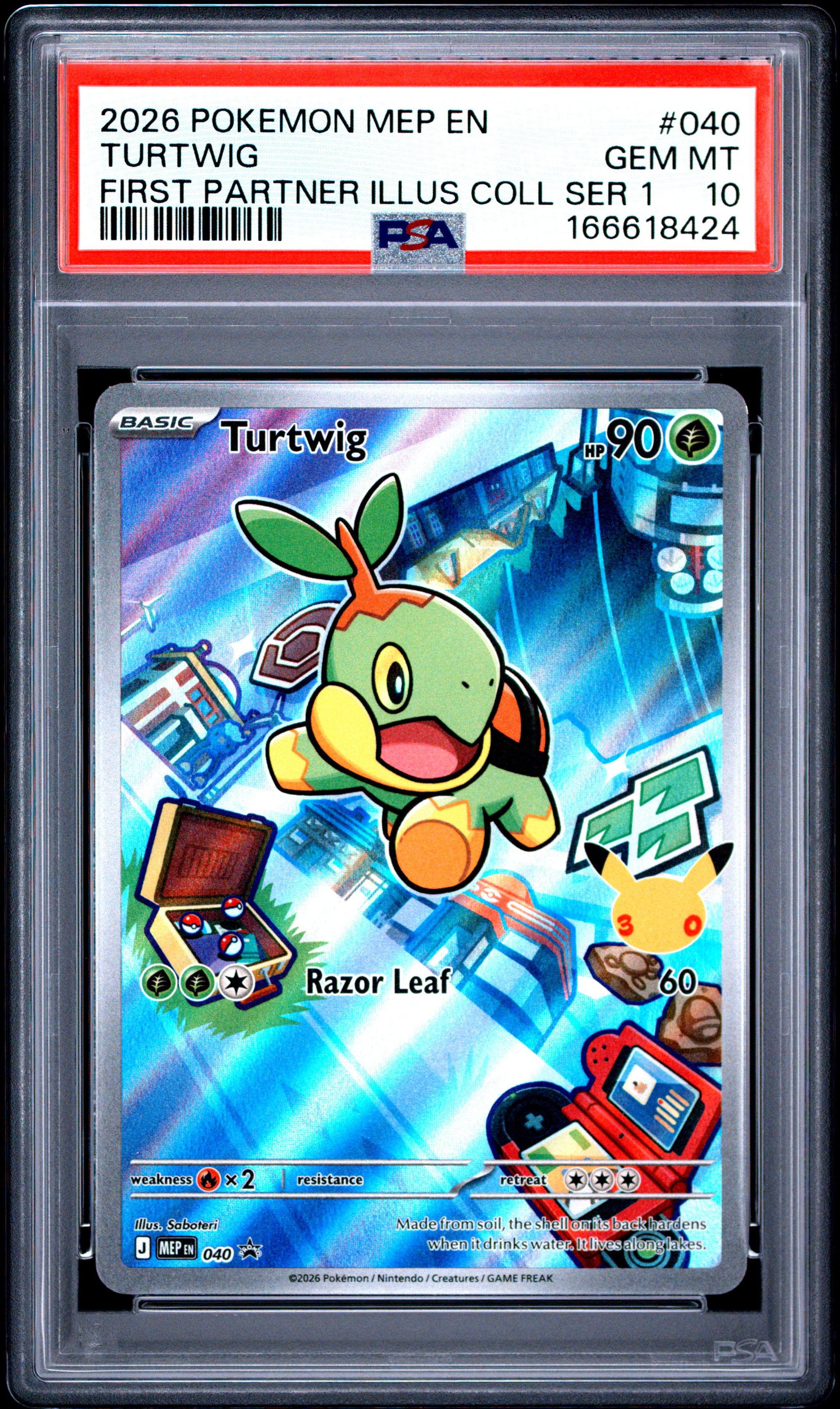 2026 #040 Turtwig PSA 10 Mep EN-Me Black Star Promo