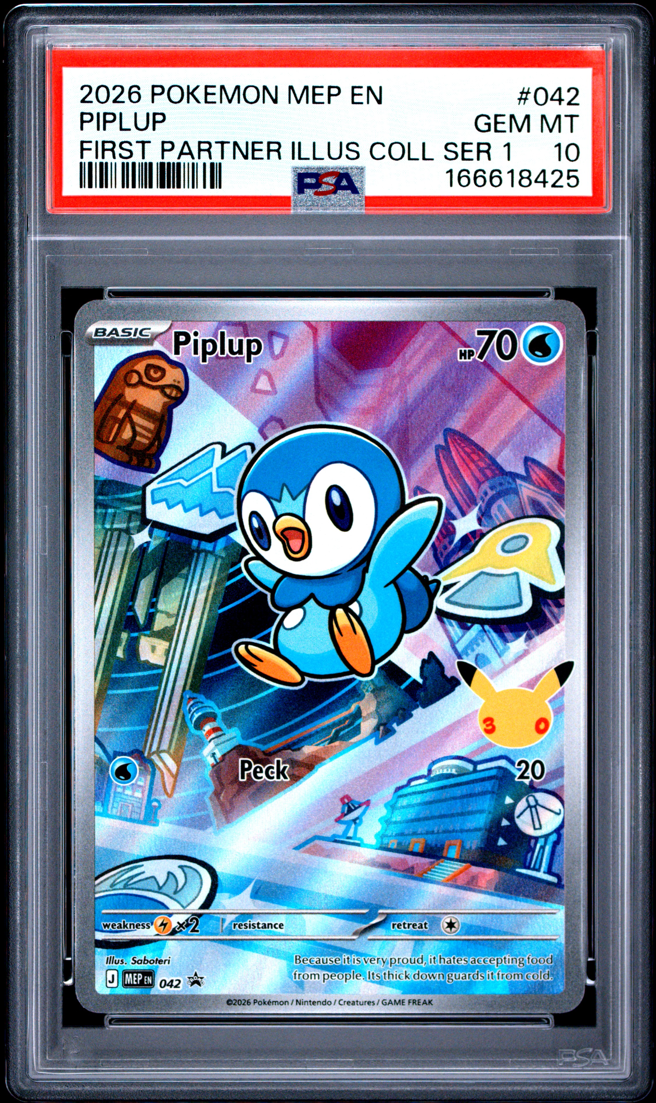 2026 #042 Piplup PSA 10 Mep EN-Me Black Star Promo