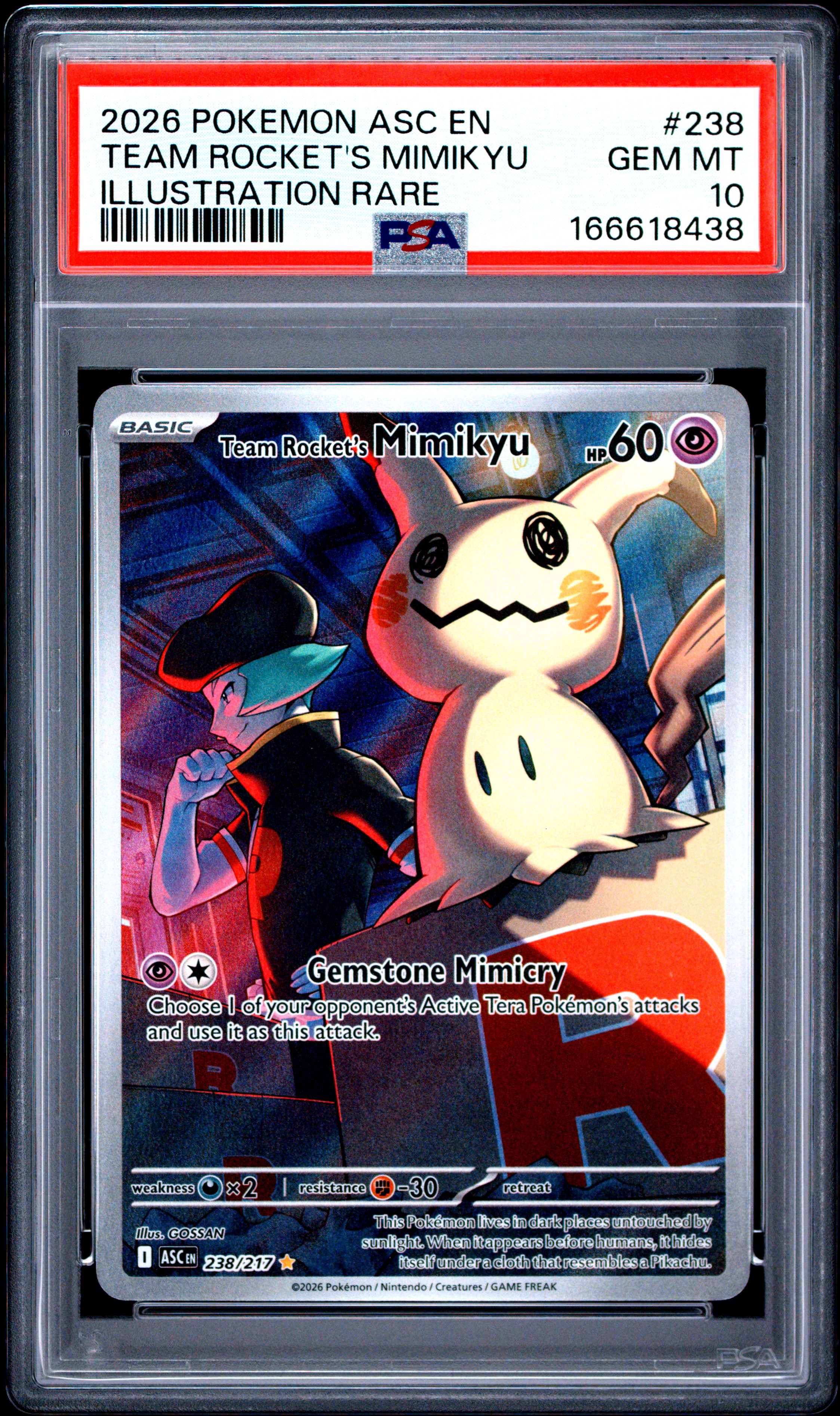 2026 #238 Team Rocket's Mimikyu PSA 10 Asc EN-Ascended Heroes