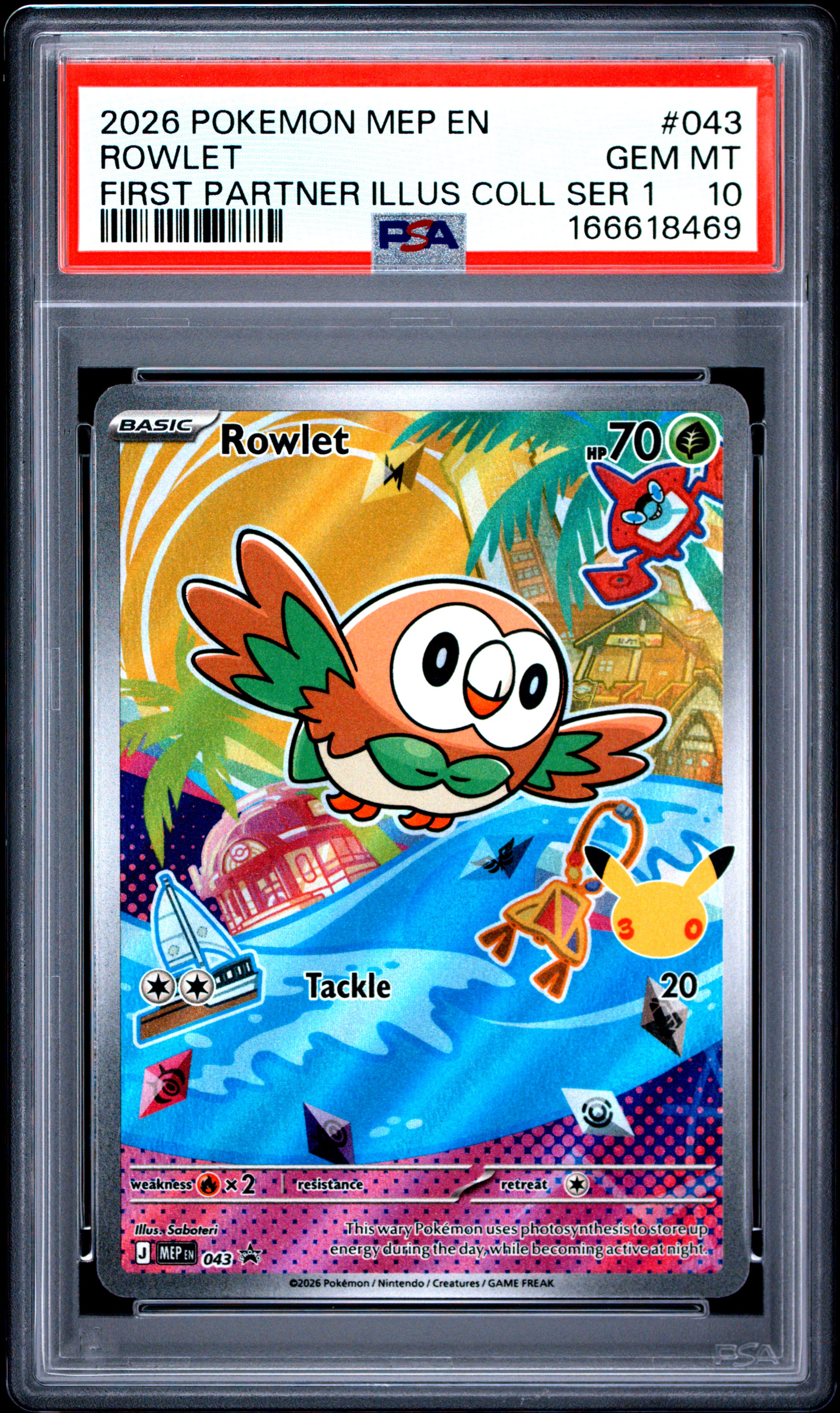 2026 #043 Rowlet PSA 10 Mep EN-Me Black Star Promo