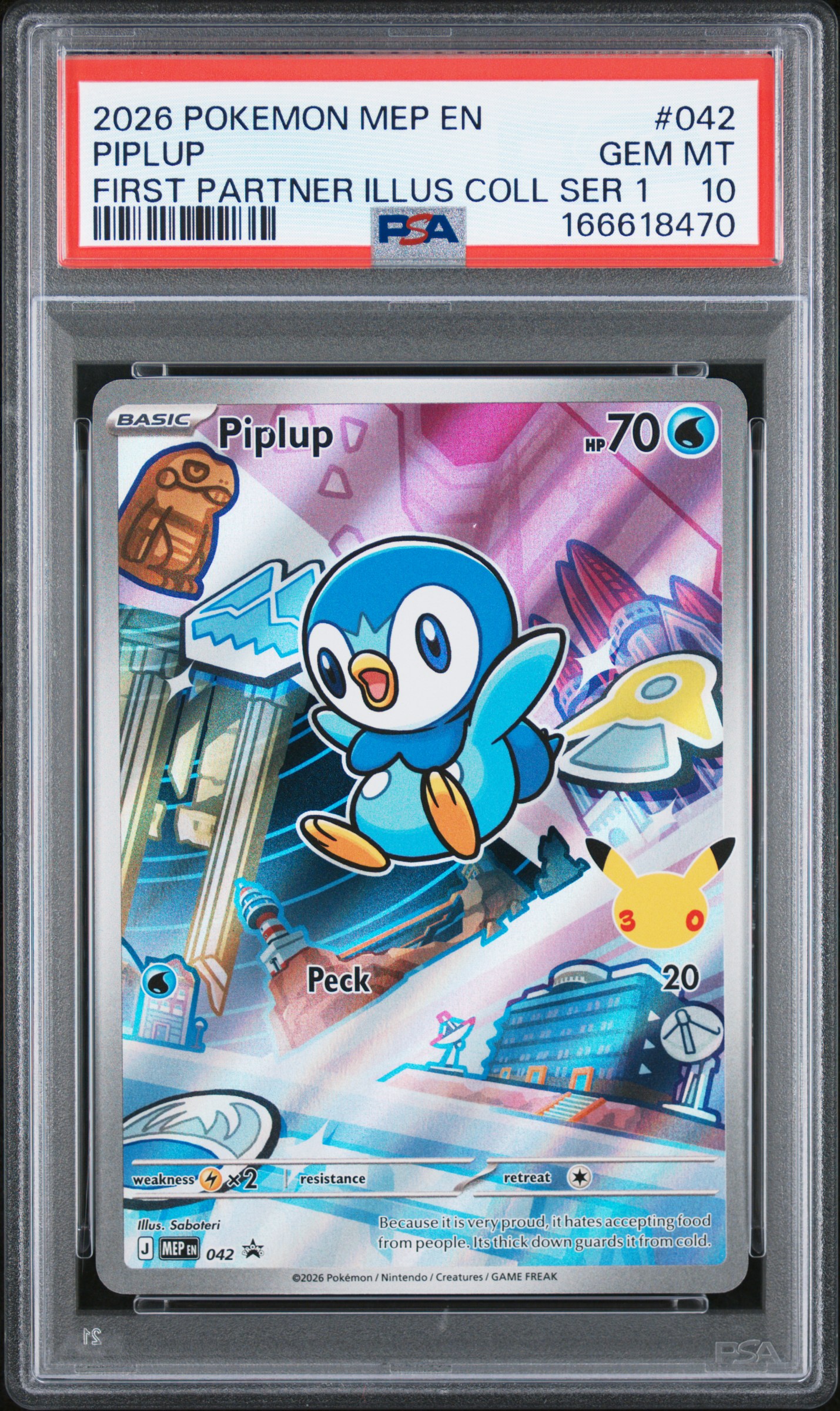 2026 #042 Piplup PSA 10 Mep EN-Me Black Star Promo