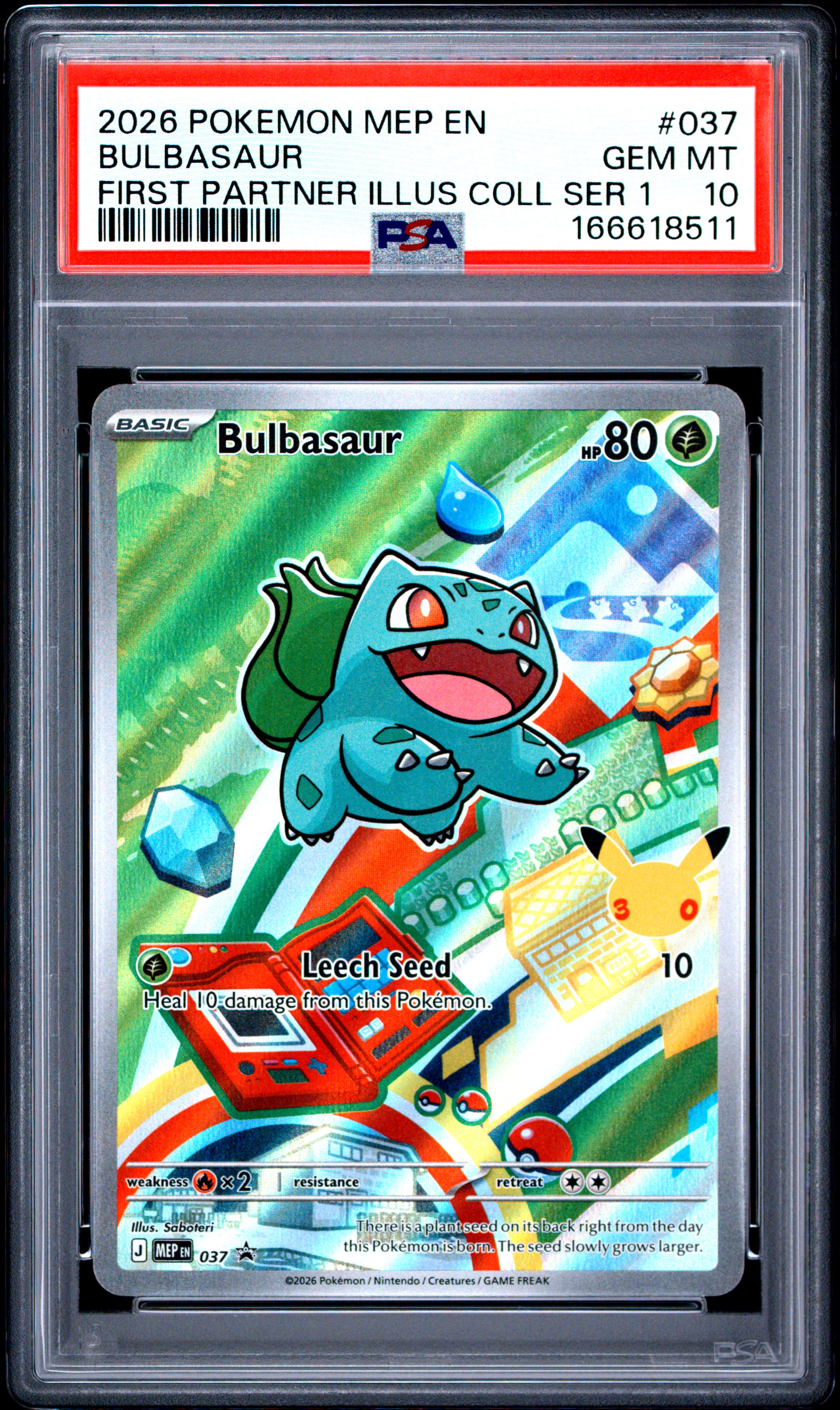 2026 #037 Bulbasaur PSA 10 Mep EN-Me Black Star Promo
