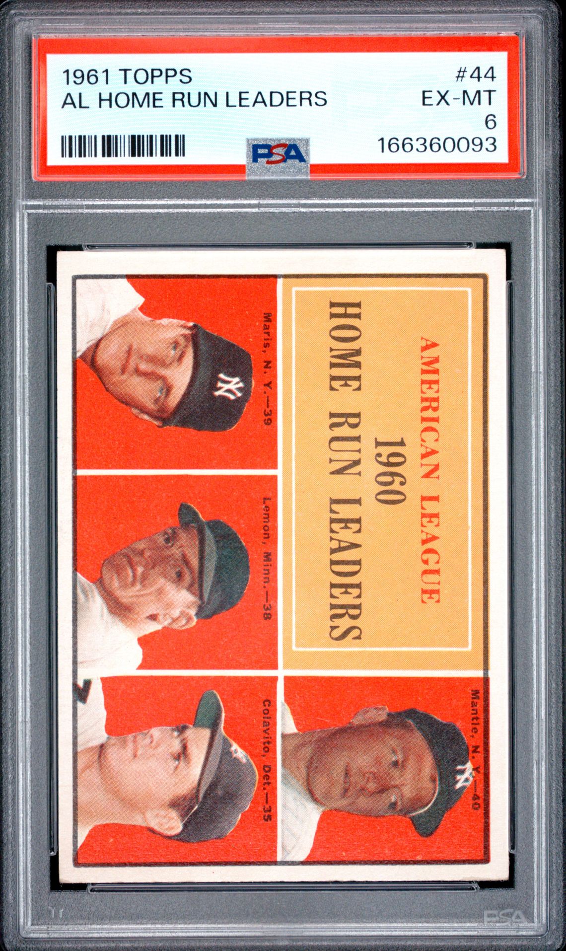 1961 Topps Al Home Run Leaders #44 Ex-Mt 6 front