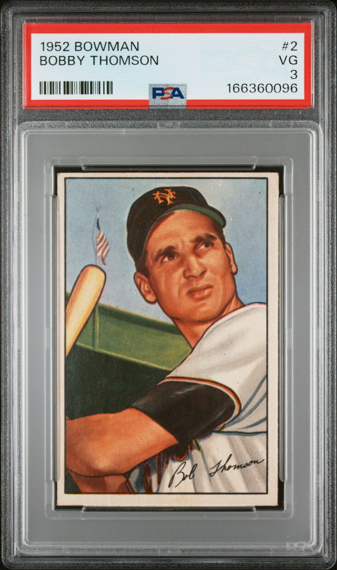 1952 Bowman Bobby Thomson #2 Vg 3 front