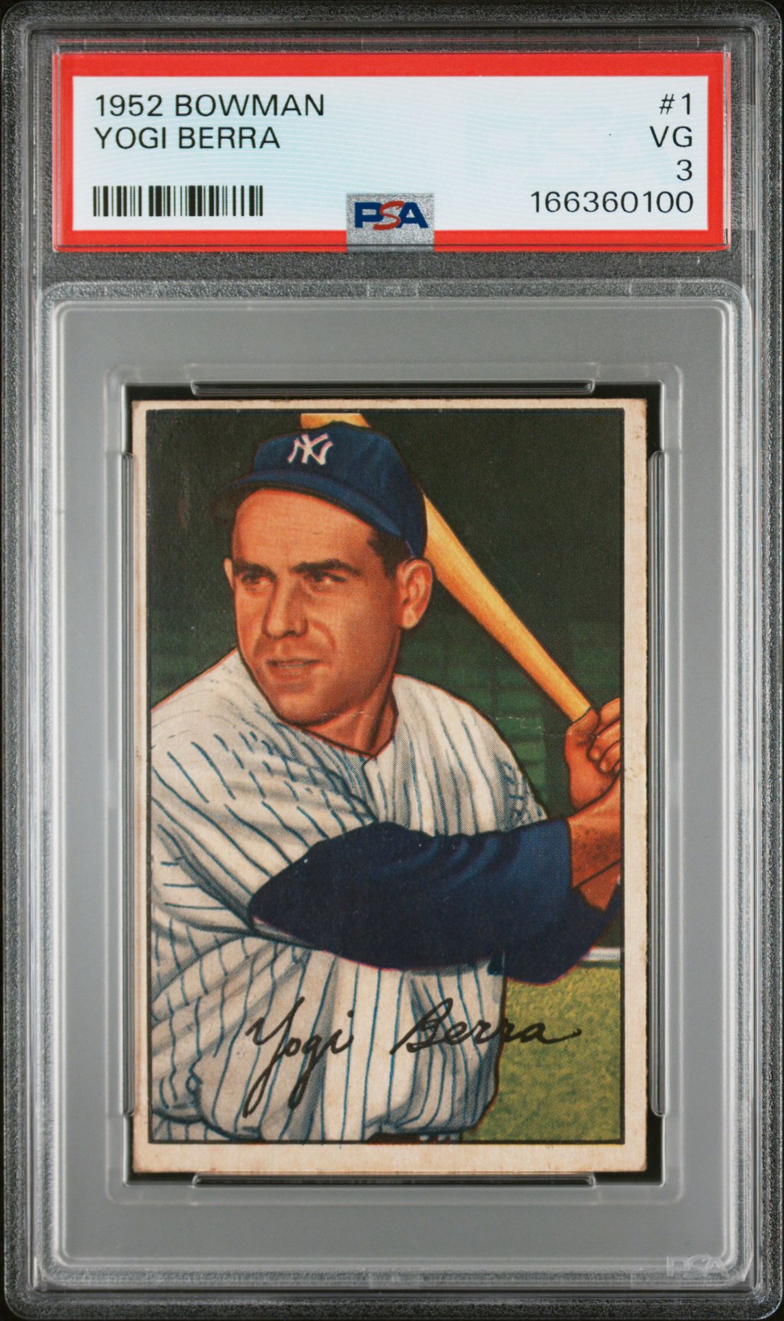 1952 Bowman Yogi Berra #1 Vg 3 front
