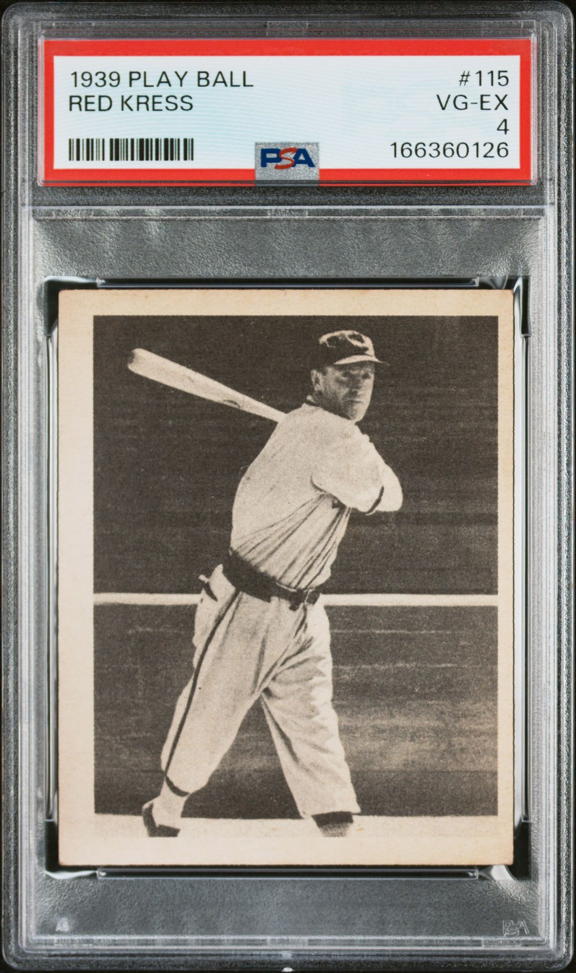 1939 Play Ball Red Kress #115 Vg-Ex 4 front
