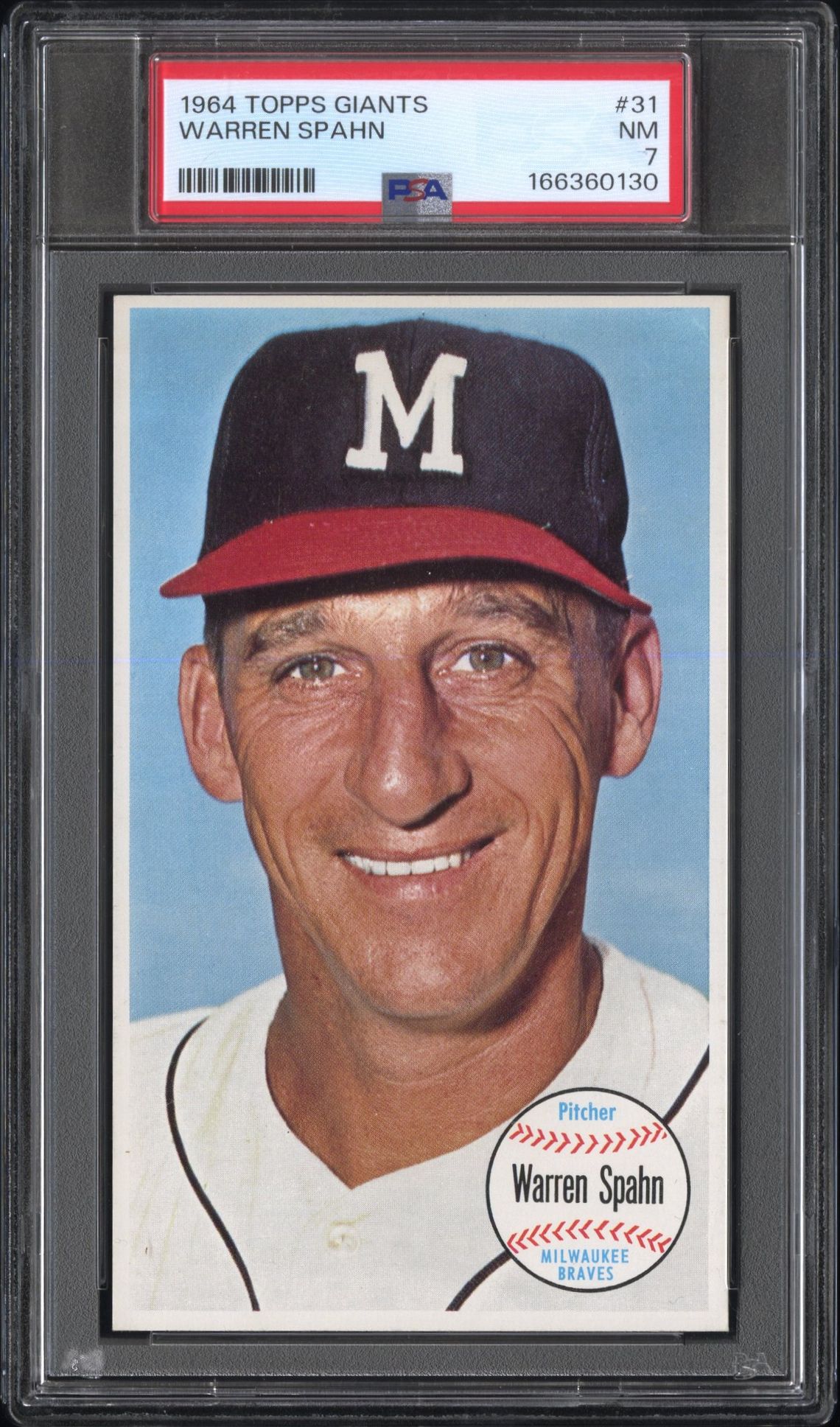1964 Topps Giants Warren Spahn #31 Nm 7 front