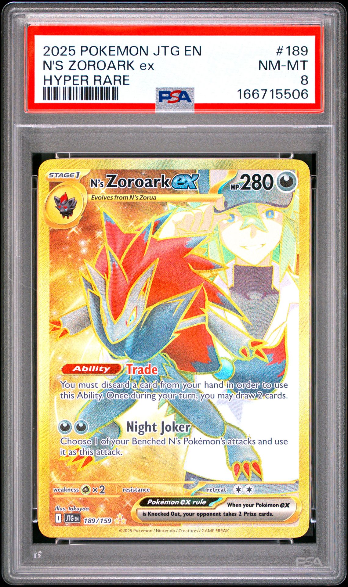 2025 Pokemon Jtg En-Journey Together N's Zoroark Ex #189 (Hyper Rare) Nm-Mt 8 front