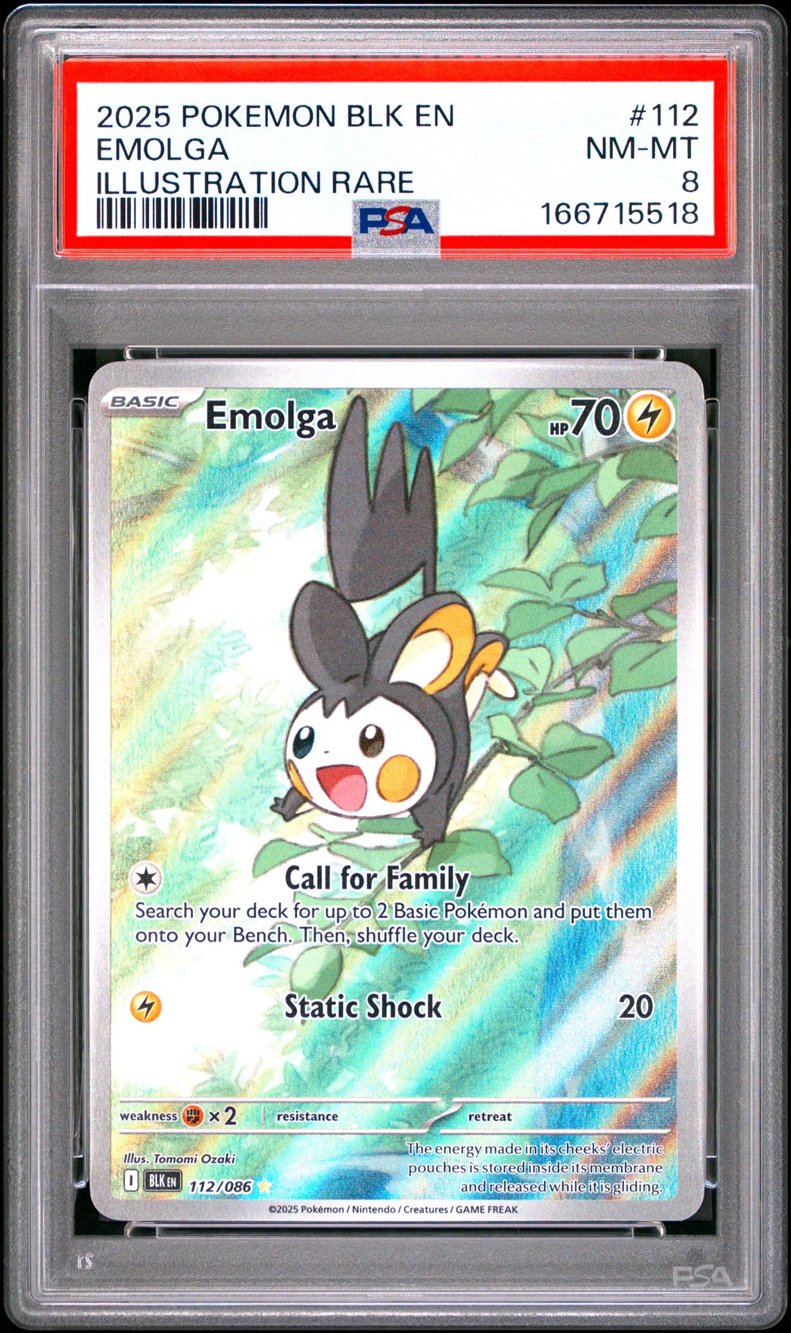 2025 Pokemon Blk En-Black Bolt Emolga #112 (Illustration Rare) Nm-Mt 8 front