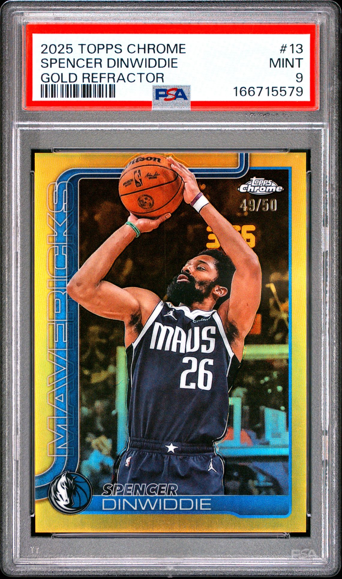 2025 Topps Chrome Spencer Dinwiddie #13 (Gold Refractor) Mint 9 front