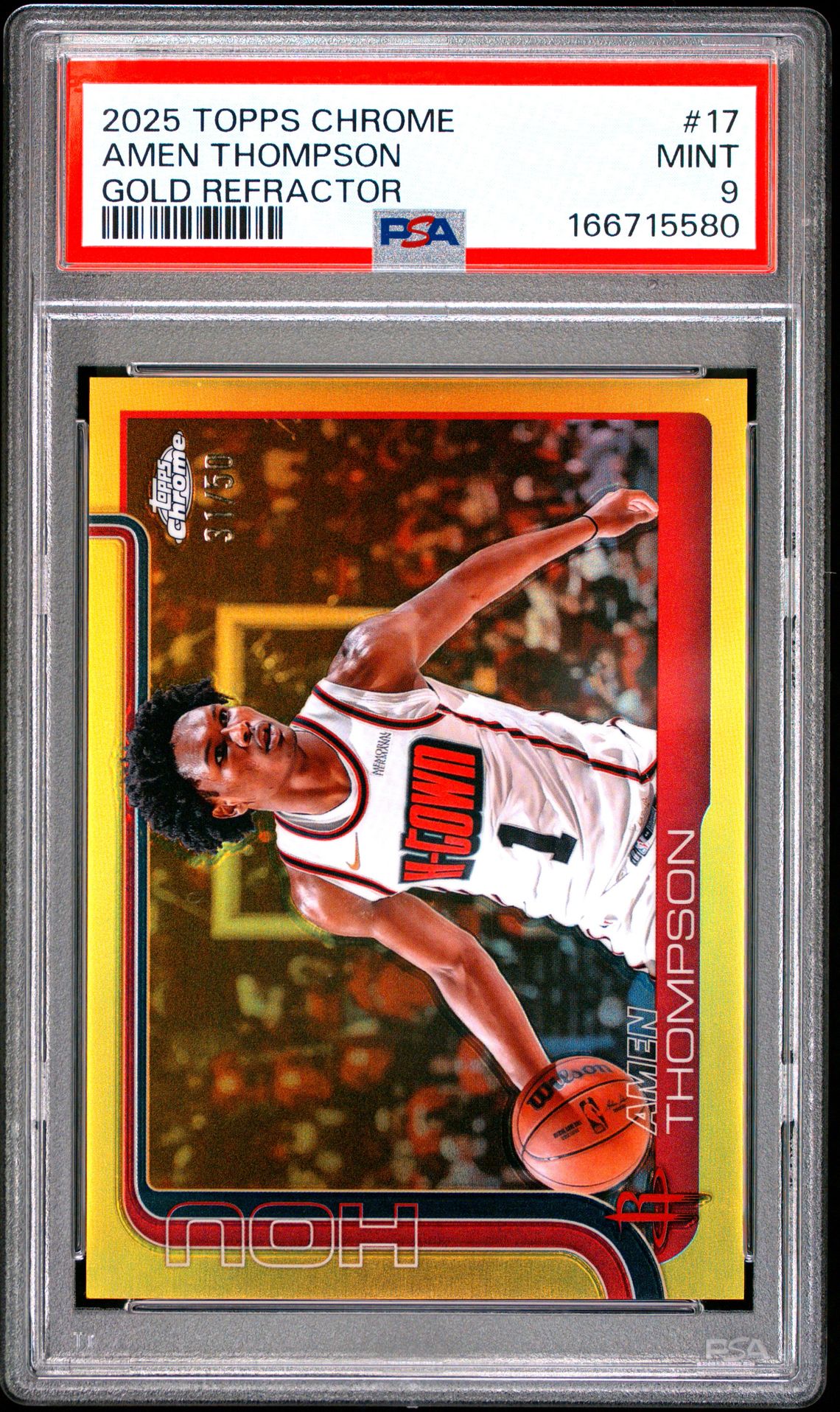 2025 Topps Chrome Amen Thompson #17 (Gold Refractor) Mint 9 front