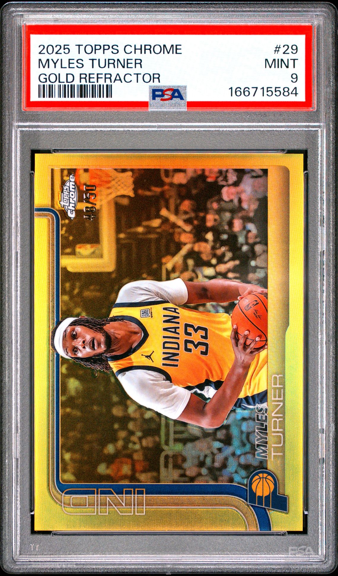 2025 Topps Chrome Myles Turner #29 (Gold Refractor) Mint 9 front