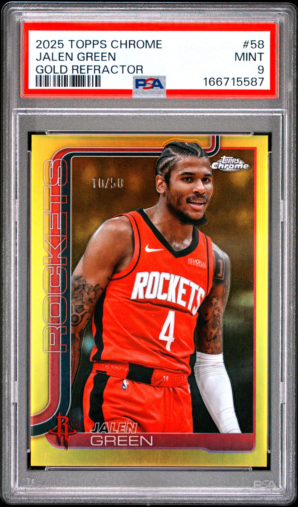 2025 Topps Chrome Jalen Green #58 (Gold Refractor) Mint 9 front
