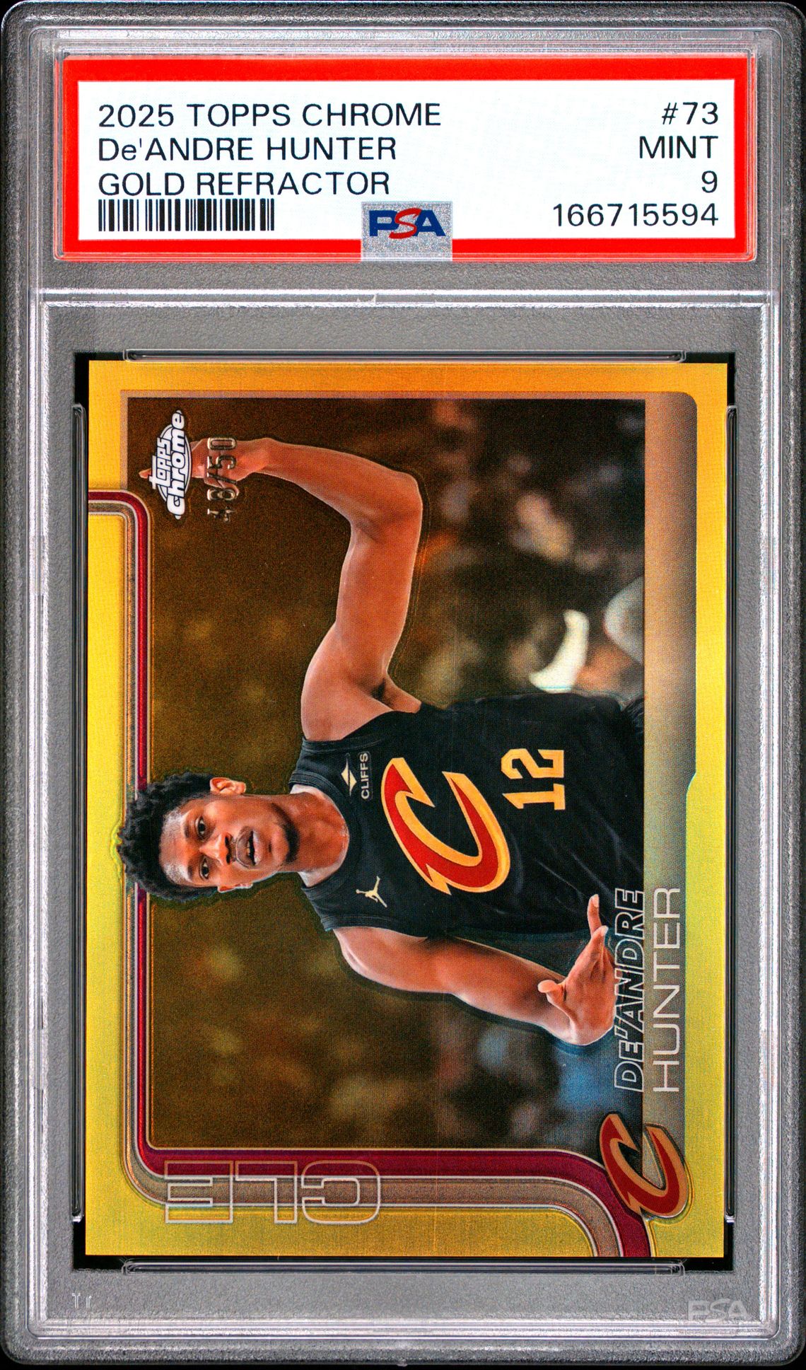 2025 Topps Chrome De'andre Hunter #73 (Gold Refractor) Mint 9 front