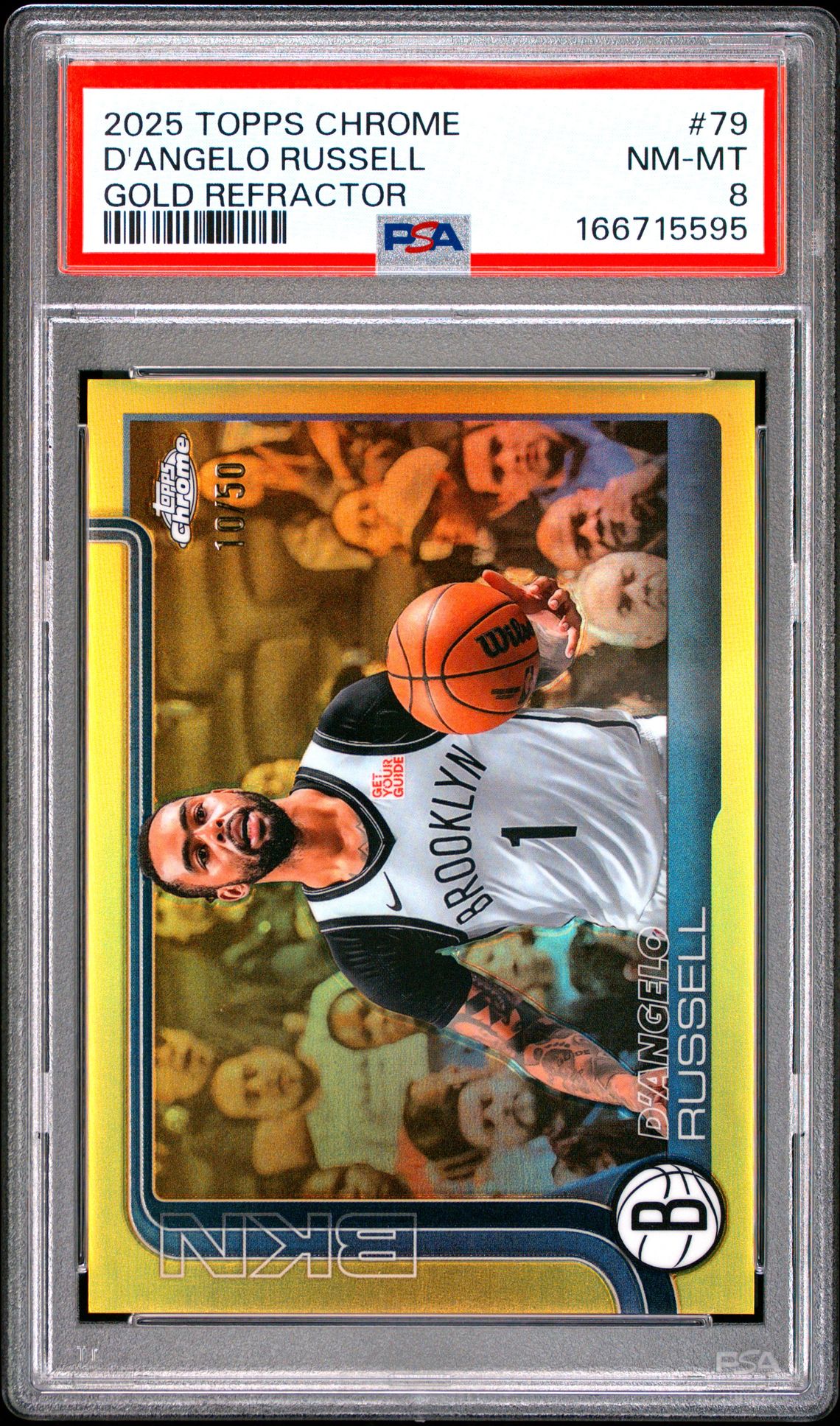2025 Topps Chrome D'angelo Russell #79 (Gold Refractor) Nm-Mt 8 front
