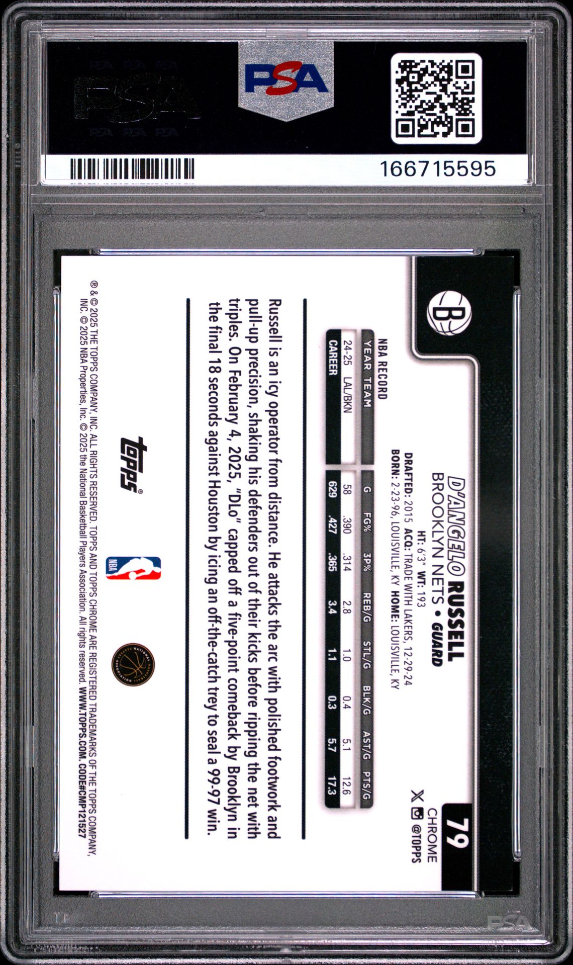 2025 Topps Chrome D'angelo Russell #79 (Gold Refractor) Nm-Mt 8 back