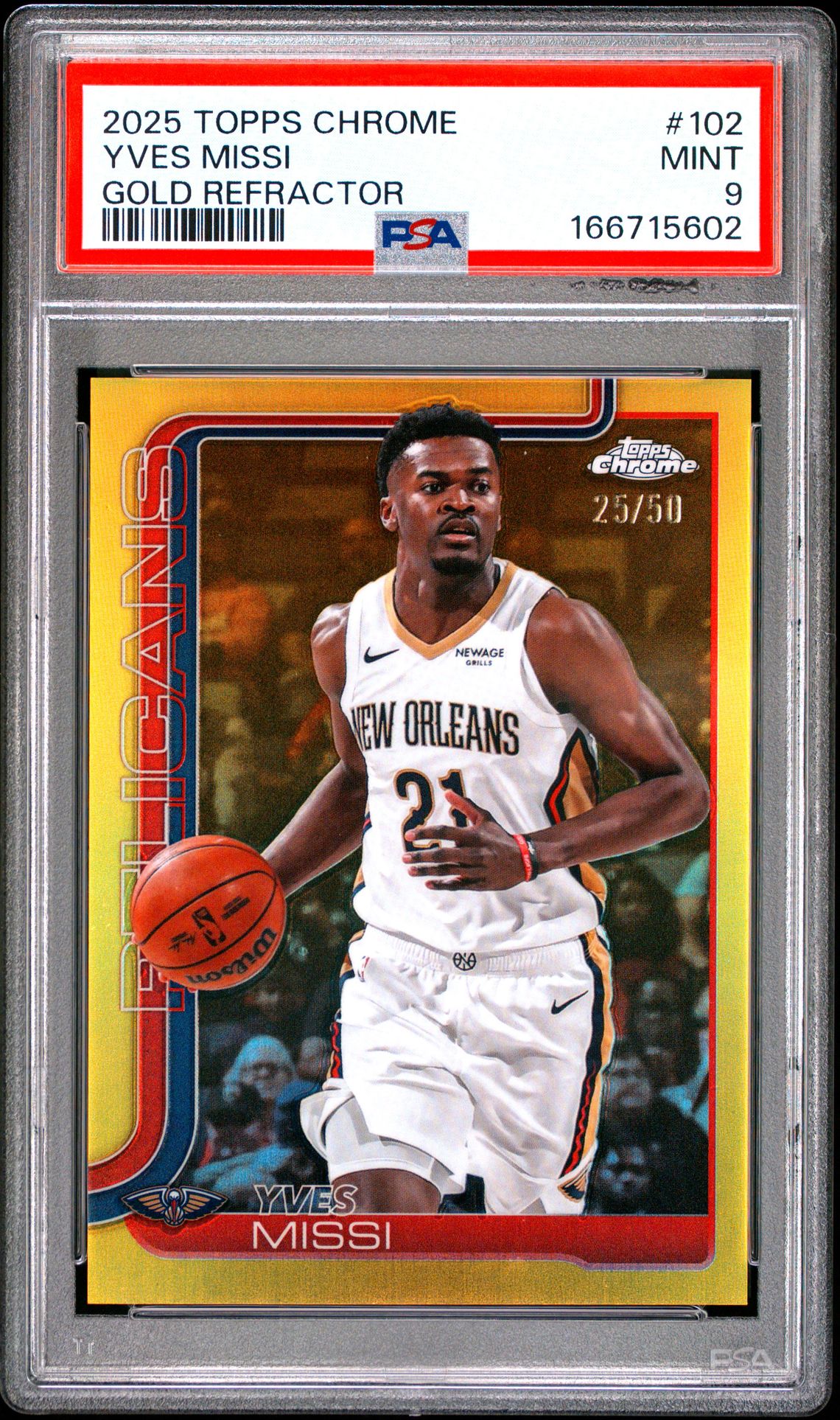 2025 Topps Chrome Yves Missi #102 (Gold Refractor) Mint 9 front