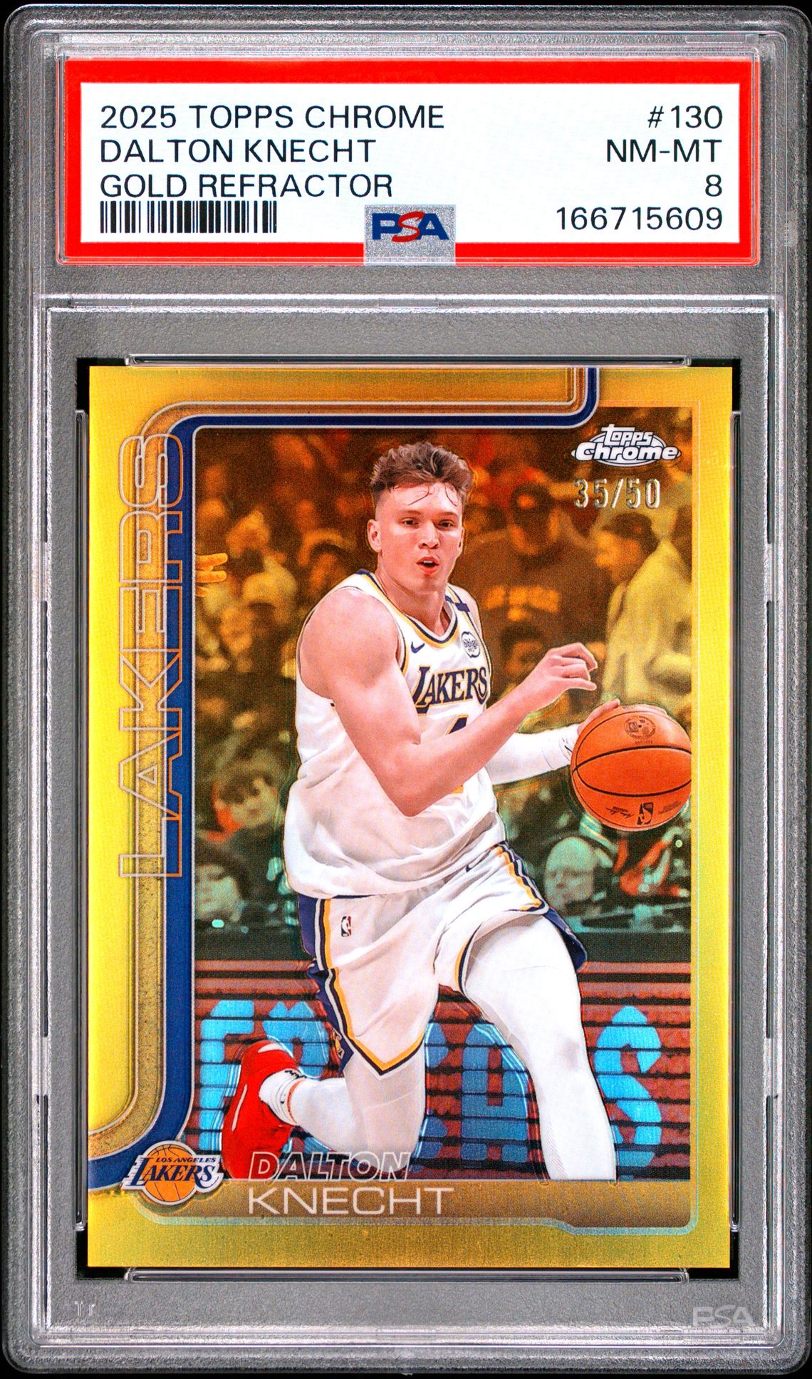 2025 Topps Chrome Dalton Knecht #130 (Gold Refractor) Nm-Mt 8 front
