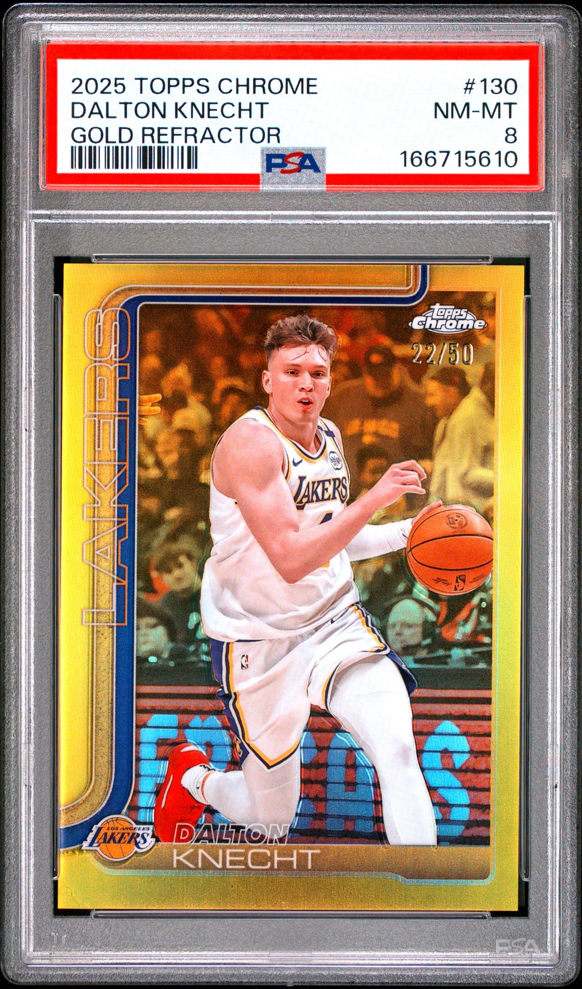 2025 Topps Chrome Dalton Knecht #130 (Gold Refractor) Nm-Mt 8 front