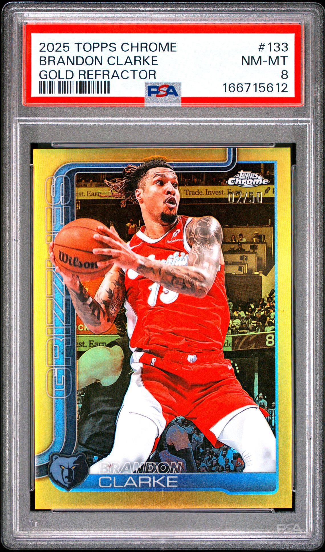 2025 Topps Chrome Brandon Clarke #133 (Gold Refractor) Nm-Mt 8 front