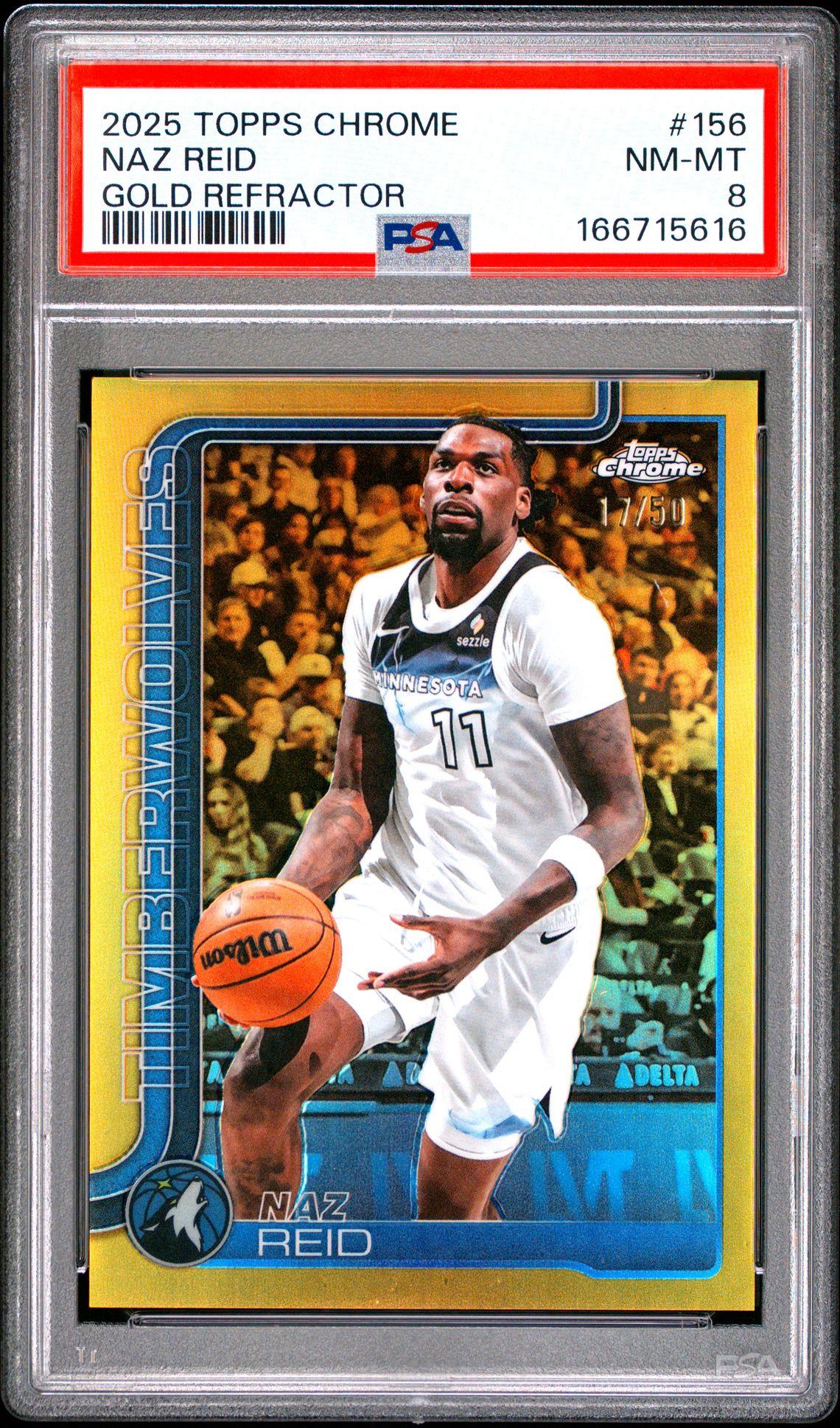 2025 Topps Chrome Naz Reid #156 (Gold Refractor) Nm-Mt 8 front