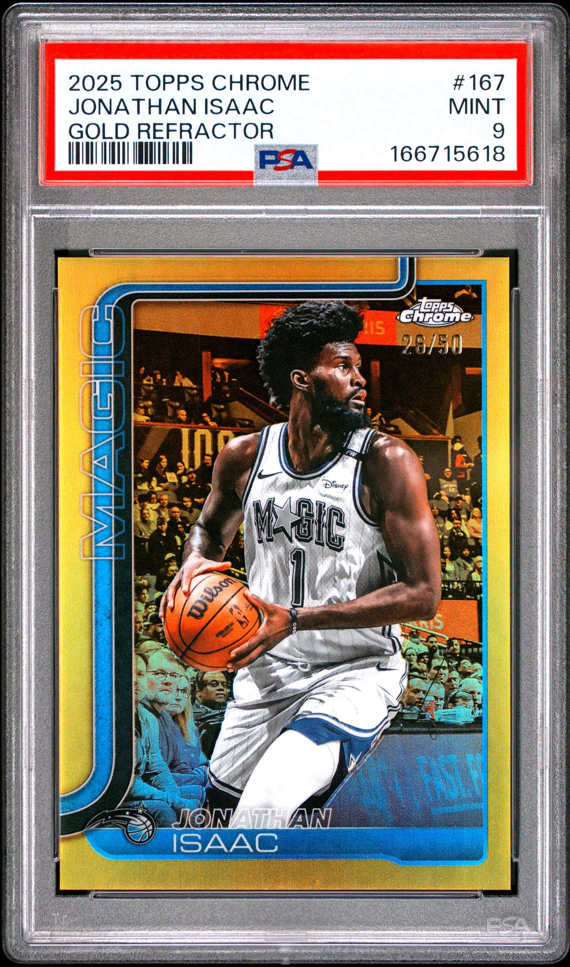 2025 Topps Chrome Jonathan Isaac #167 (Gold Refractor) Mint 9 front