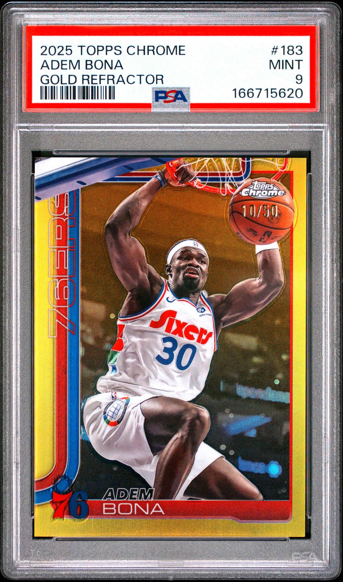 2025 Topps Chrome Adem Bona #183 (Gold Refractor) Mint 9 front