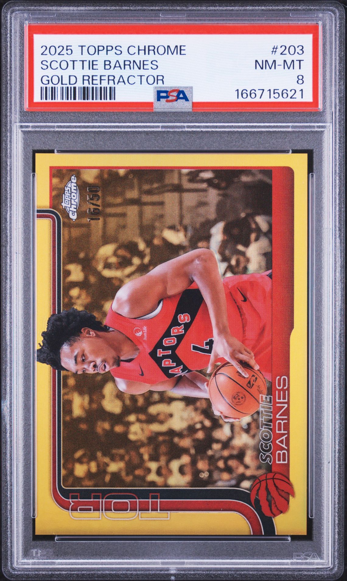 2025 Topps Chrome Scottie Barnes #203 (Gold Refractor) Nm-Mt 8 front