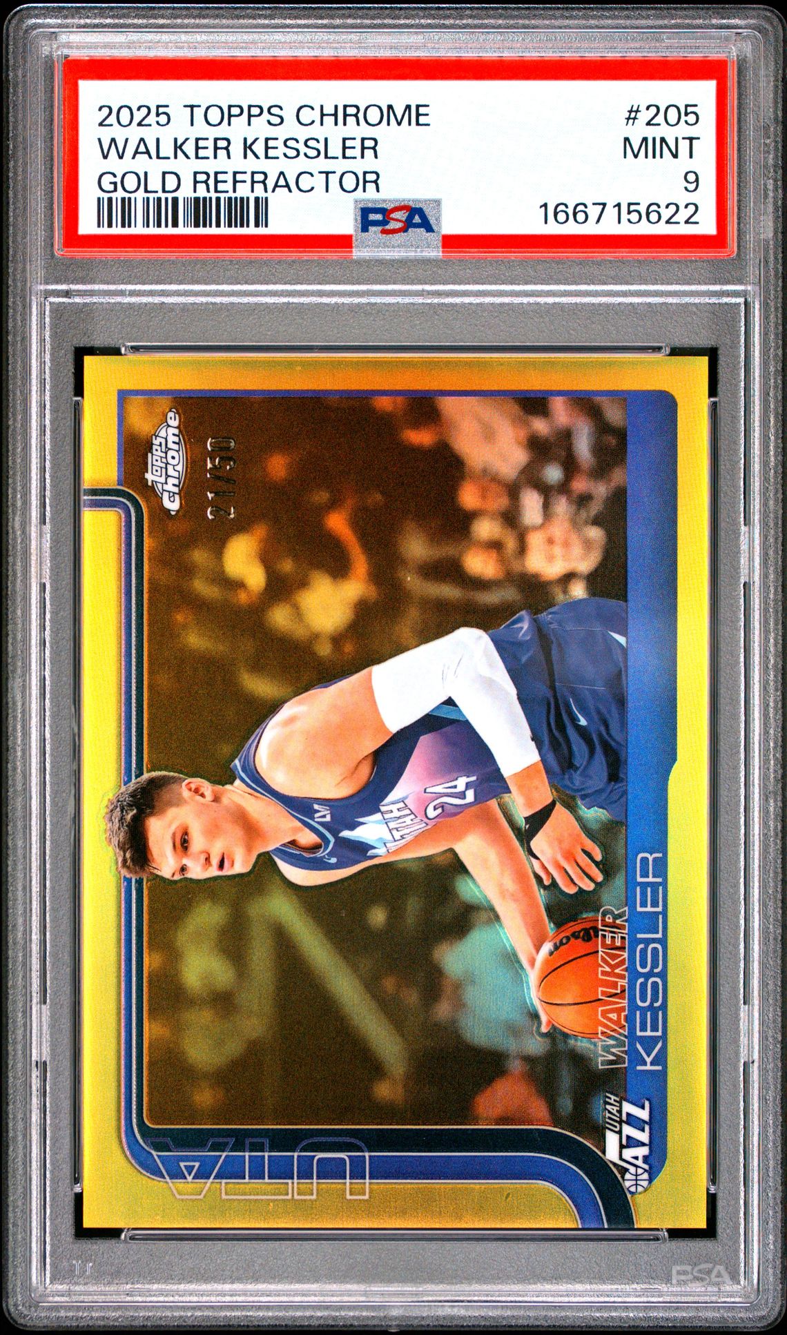 2025 Topps Chrome Walker Kessler #205 (Gold Refractor) Mint 9 front