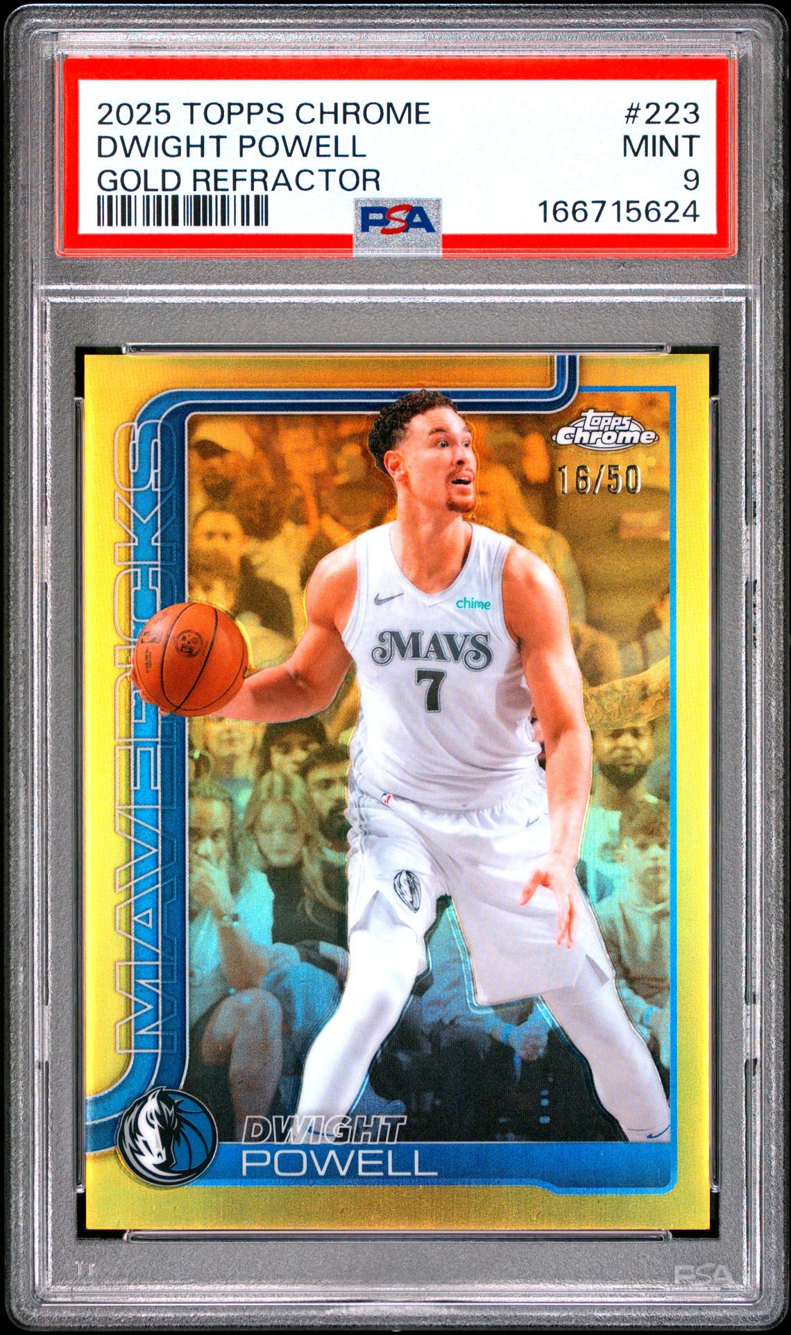 2025 Topps Chrome Dwight Powell #223 (Gold Refractor) Mint 9 front