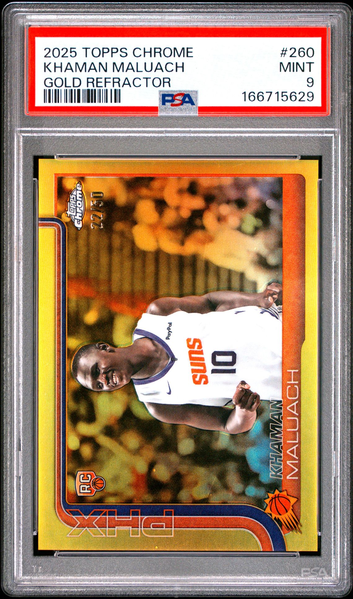 2025 Topps Chrome Khaman Maluach #260 (Gold Refractor) Mint 9 front