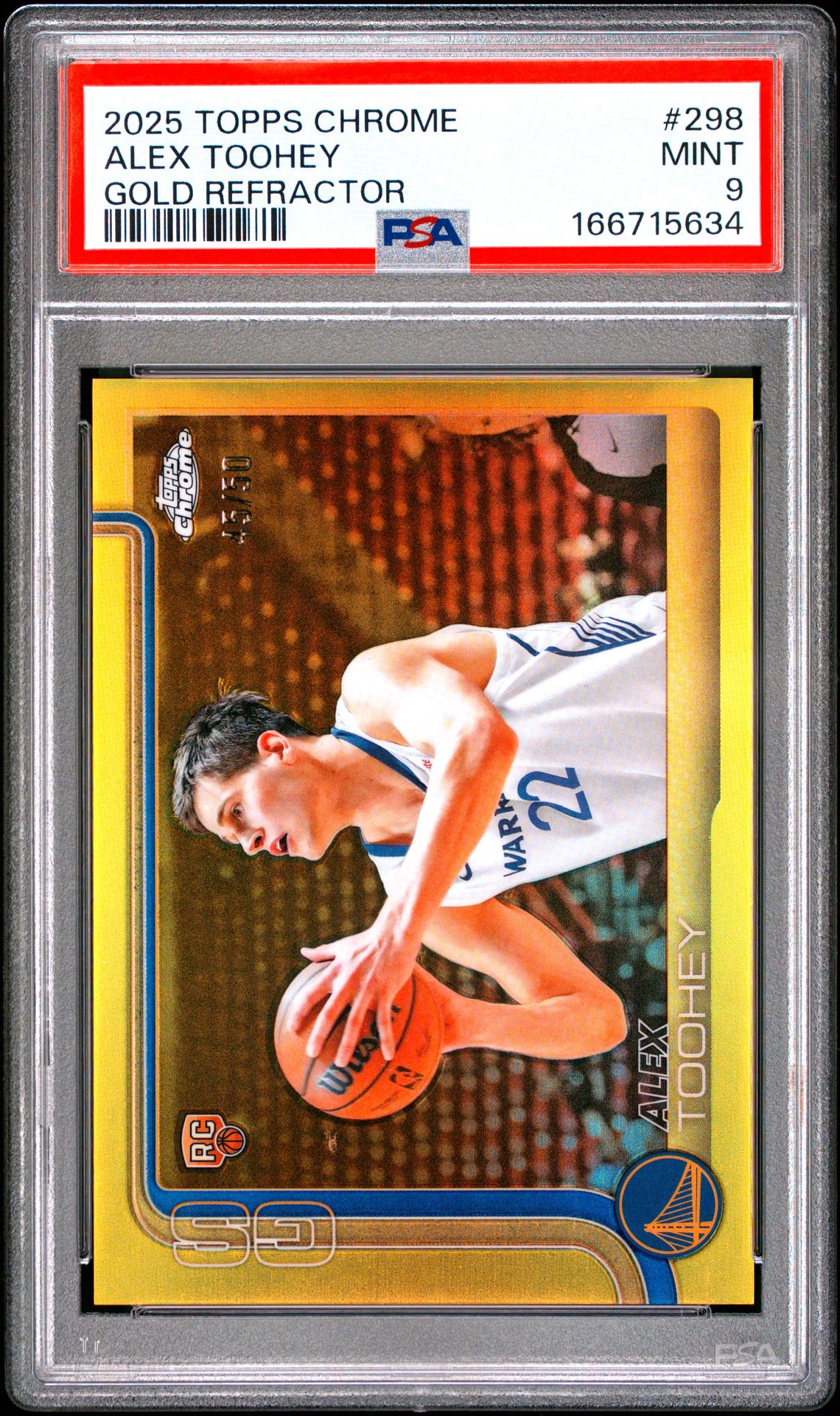 2025 Topps Chrome Alex Toohey #298 (Gold Refractor) Mint 9 front