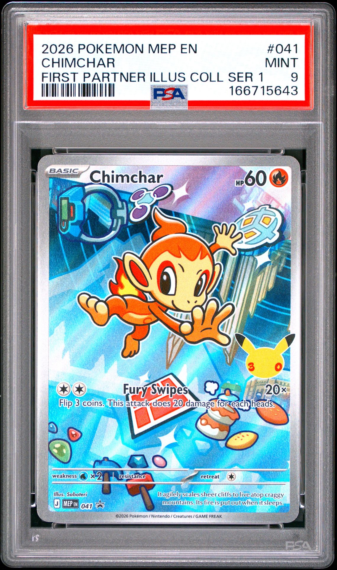 2026 Pokemon Mep En-Me Black Star Promo Chimchar #041 (First Partner Illus Coll Ser 1) Mint 9 front