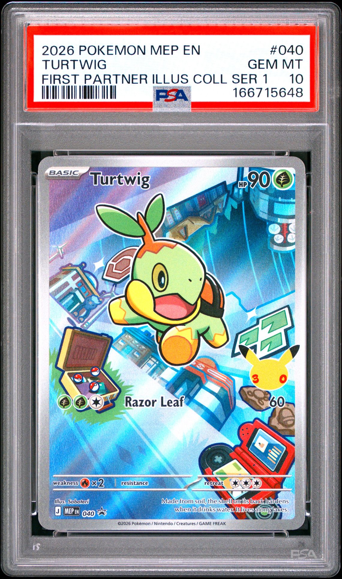 2026 POKEMON MEP EN-ME BLACK STAR PROMO TURTWIG FIRST PARTNER ILLUS COLL SER 1 040 GEM MT 10 front
