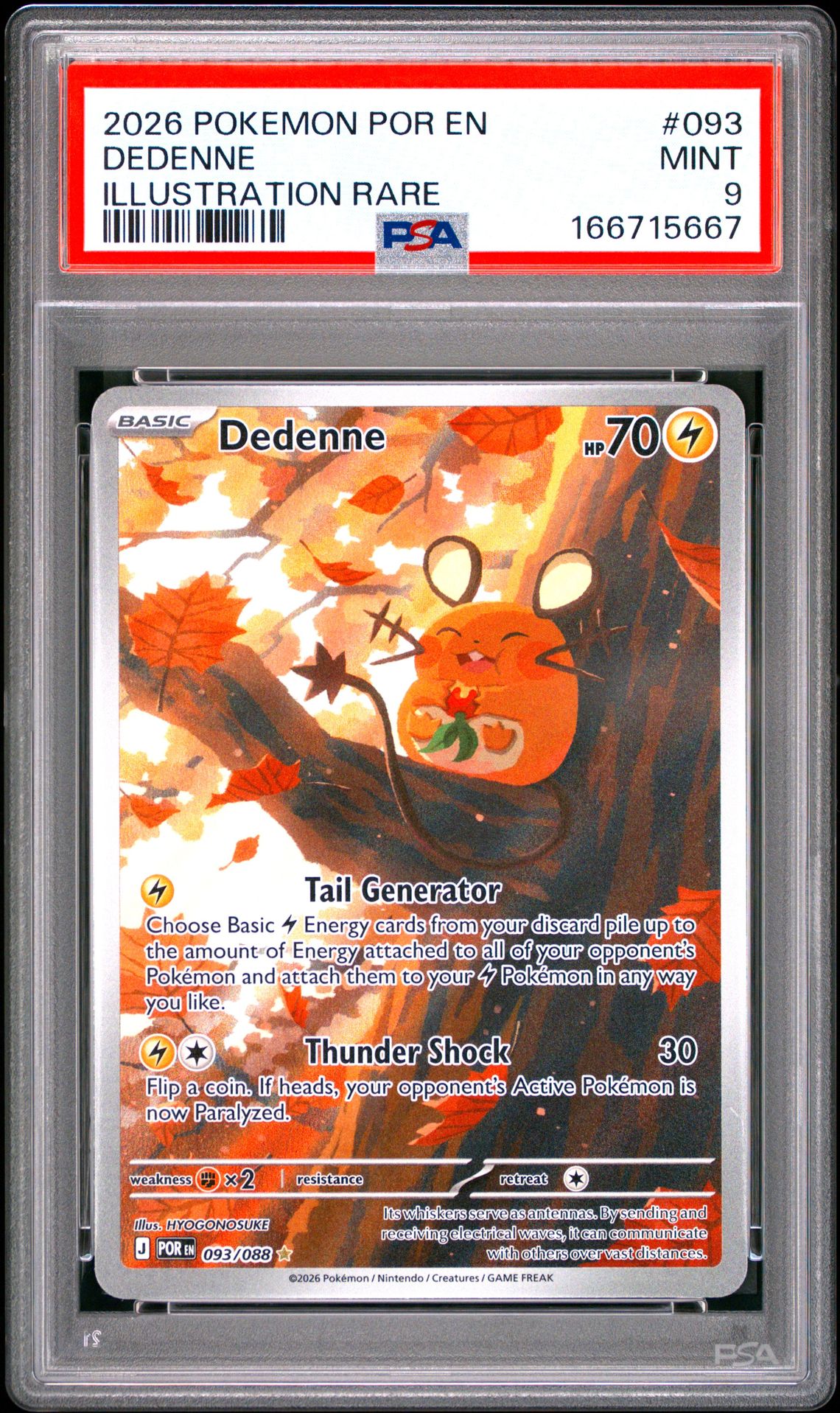 2026 Pokemon Por En-Perfect Order Dedenne #093 (Illustration Rare) Mint 9 front