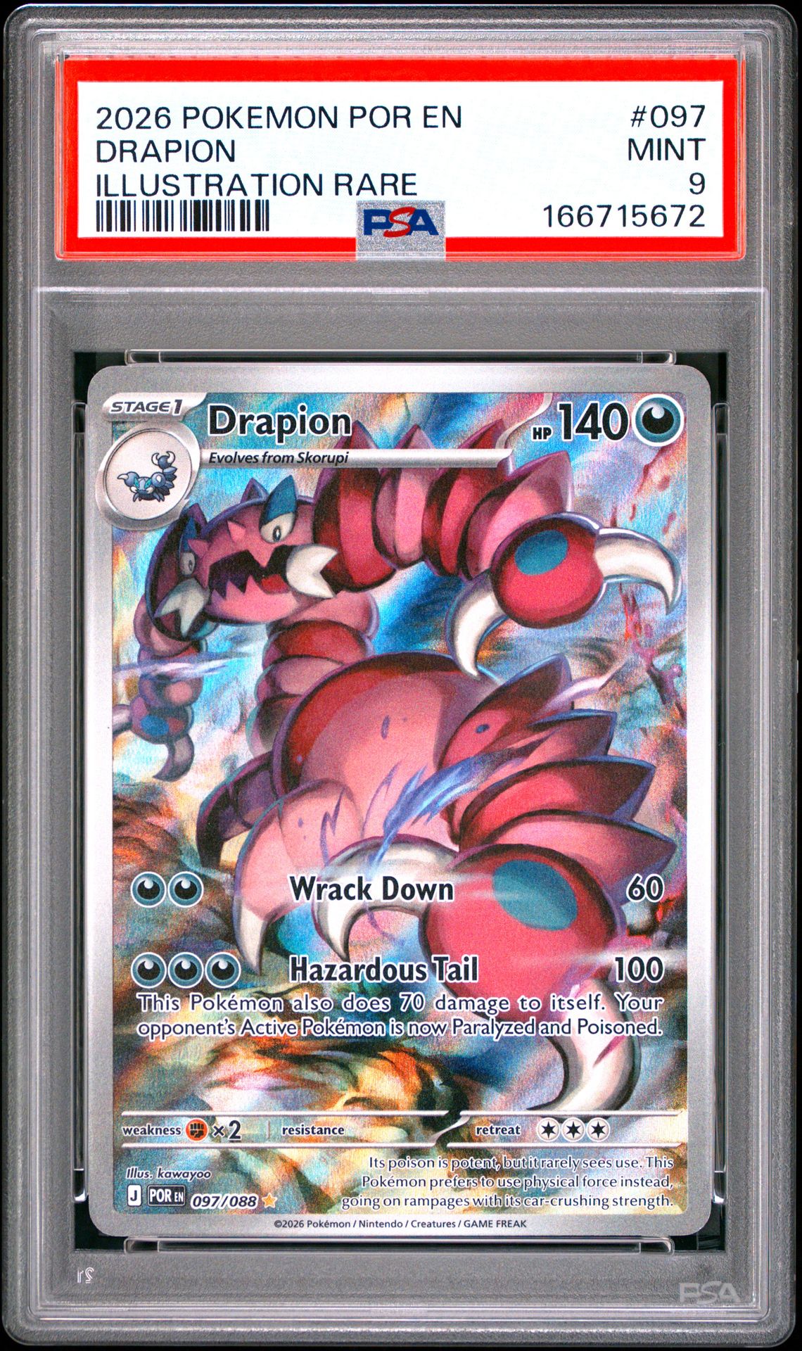 2026 Pokemon Por En-Perfect Order Drapion #097 (Illustration Rare) Mint 9 front