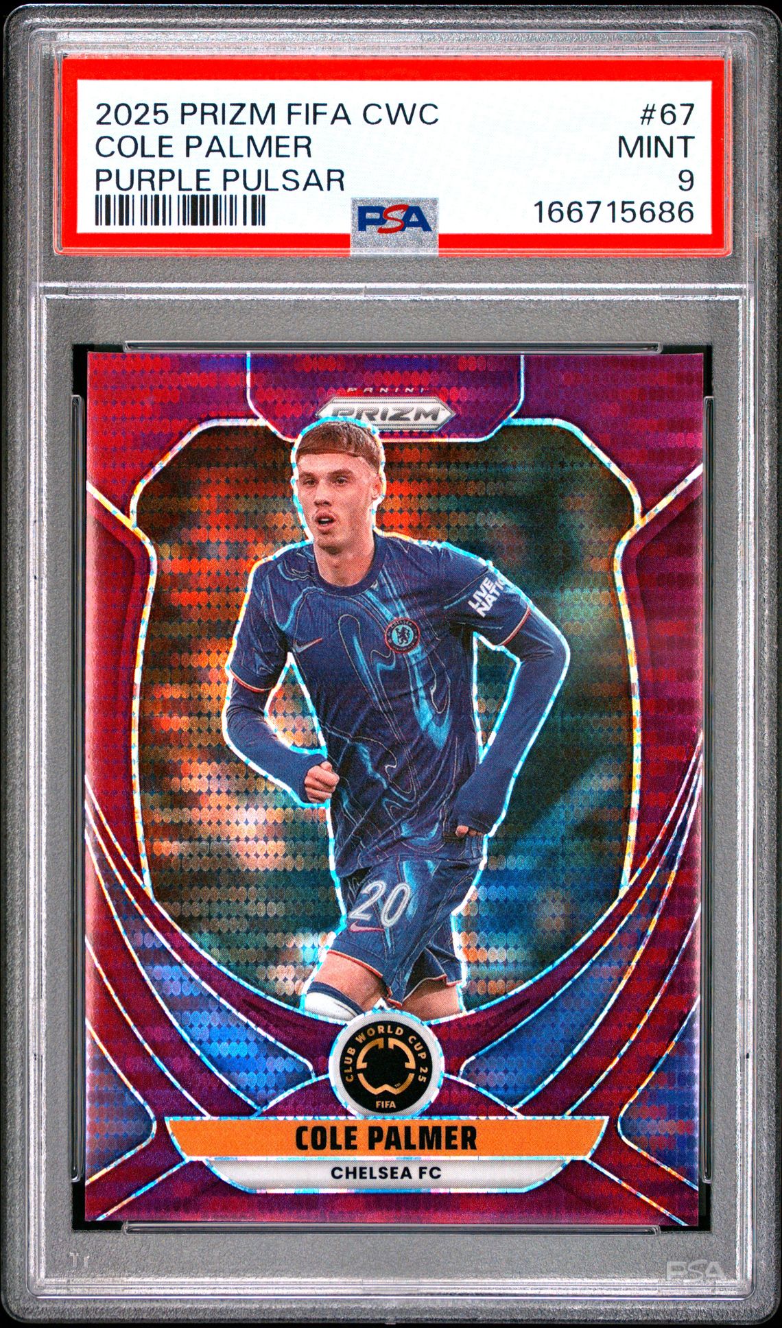 2025 Panini Prizm Fifa Club World Cup Cole Palmer #67 (Purple Pulsar) Mint 9 front