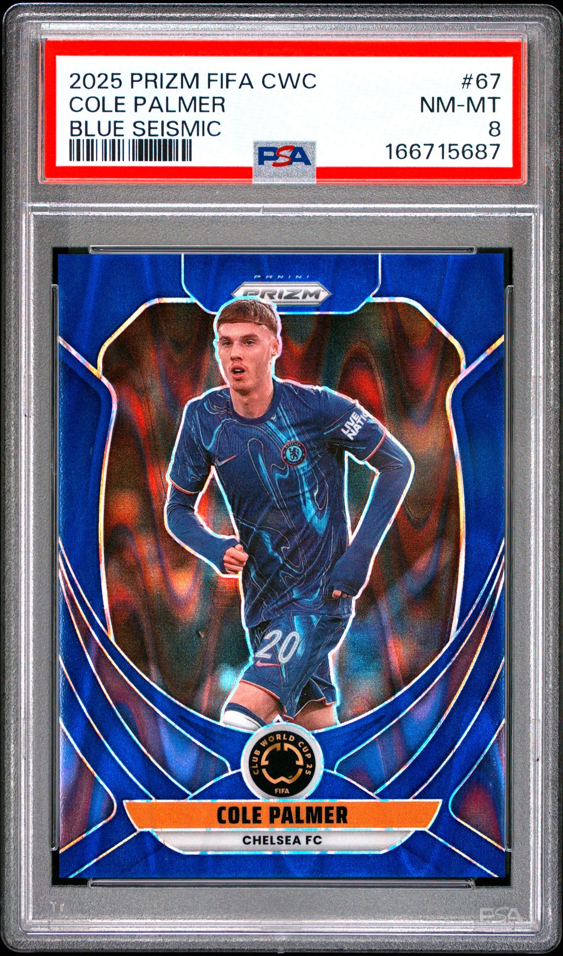 2025 Panini Prizm Fifa Club World Cup Cole Palmer #67 (Blue Seismic) Nm-Mt 8 front