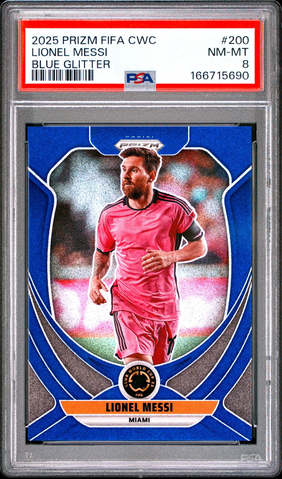 2025 Panini Prizm Fifa Club World Cup Lionel Messi #200 (Blue Glitter) Nm-Mt 8 front