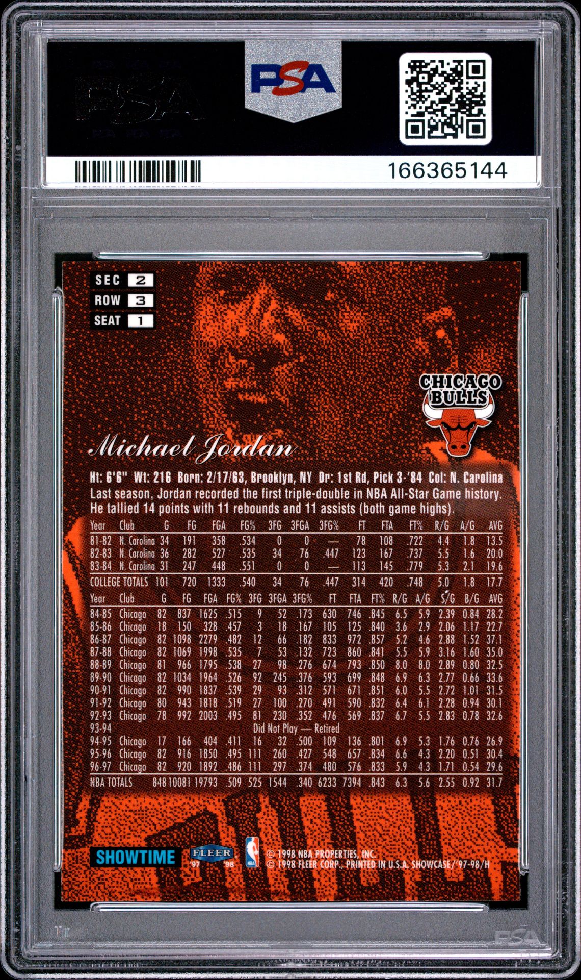 1997 Flair Showcase Michael Jordan #1 (Row 3) Nm 7 back