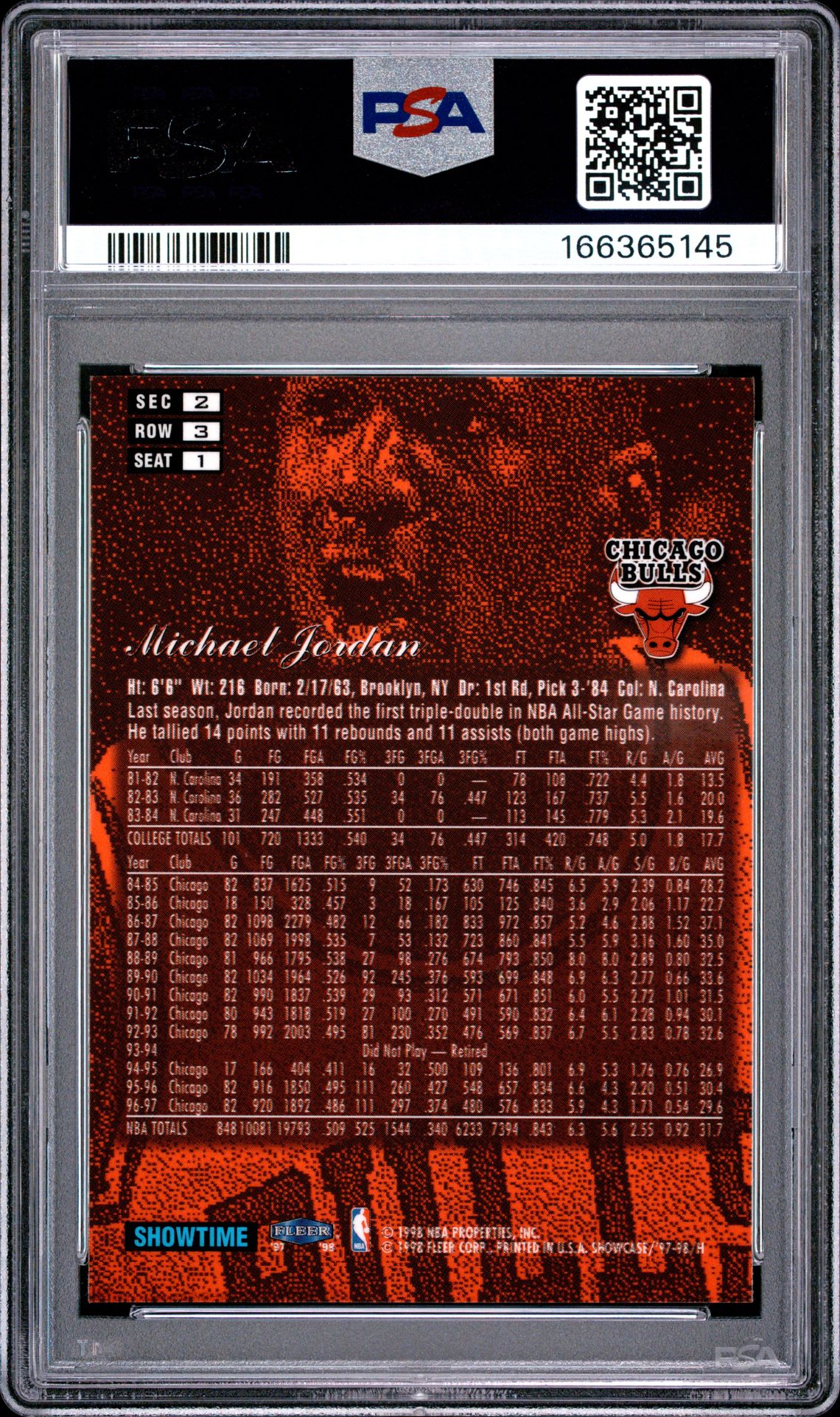 1997 Flair Showcase Michael Jordan #1 (Row 3) Nm-Mt 8 back