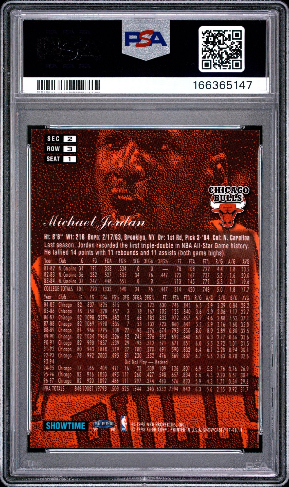 1997 Flair Showcase Michael Jordan #1 (Row 3) Nm-Mt 8 back