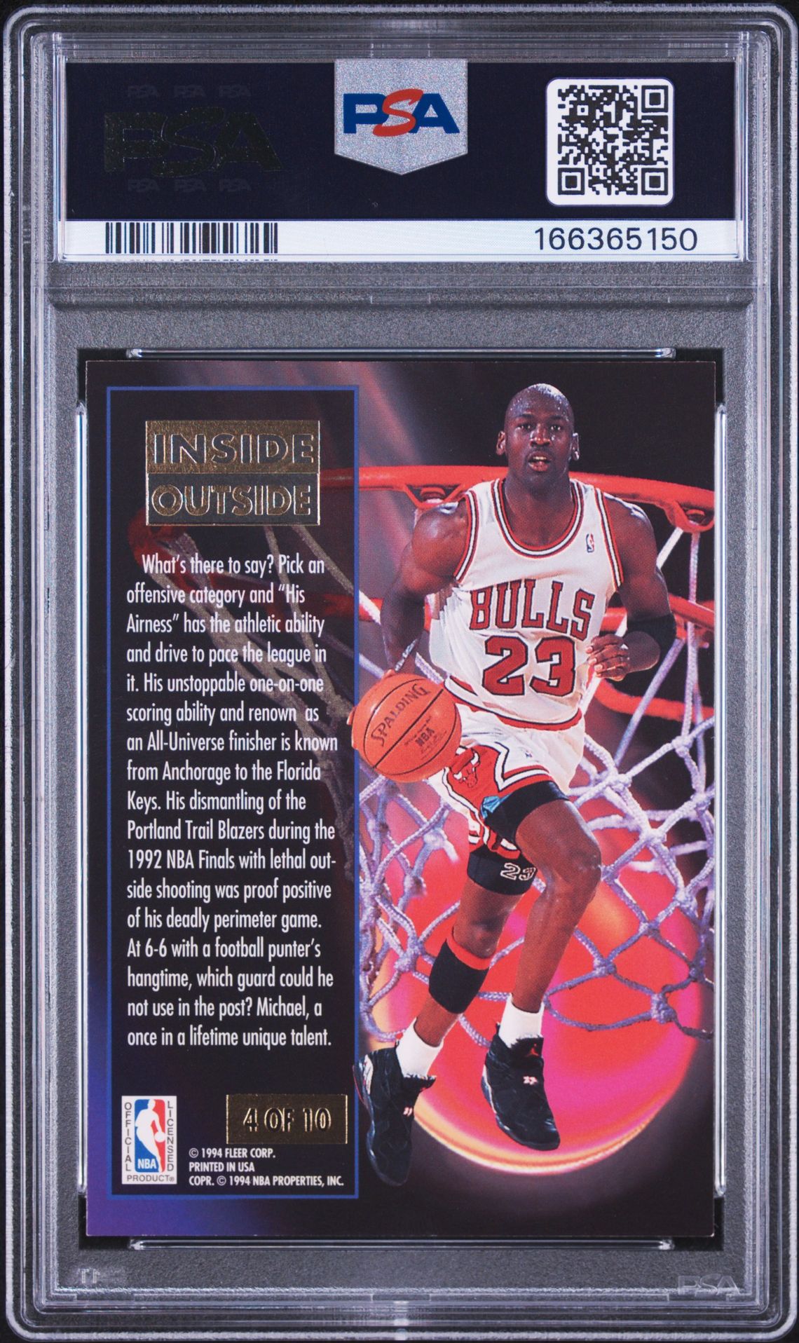 1993 Ultra Inside/Outside Michael Jordan #4 (Inside/Outside) Ex 5 back