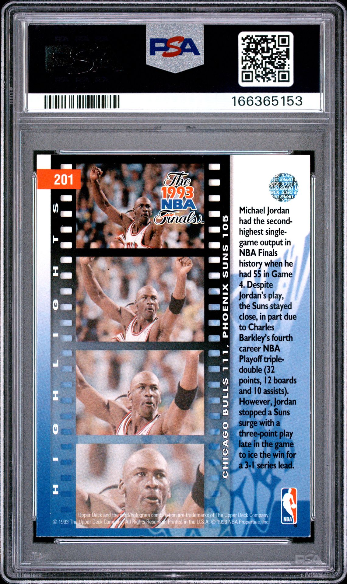 1993 Upper Deck Michael Jordan #201 Nm-Mt 8 back