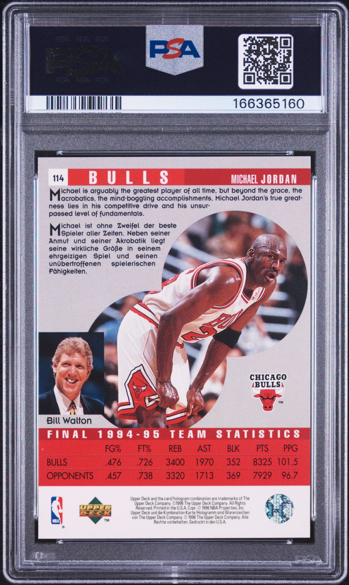 1995 Collector's Choice International German Ii Michael Jordan #114 (International German Ii) Nm-Mt 8 back