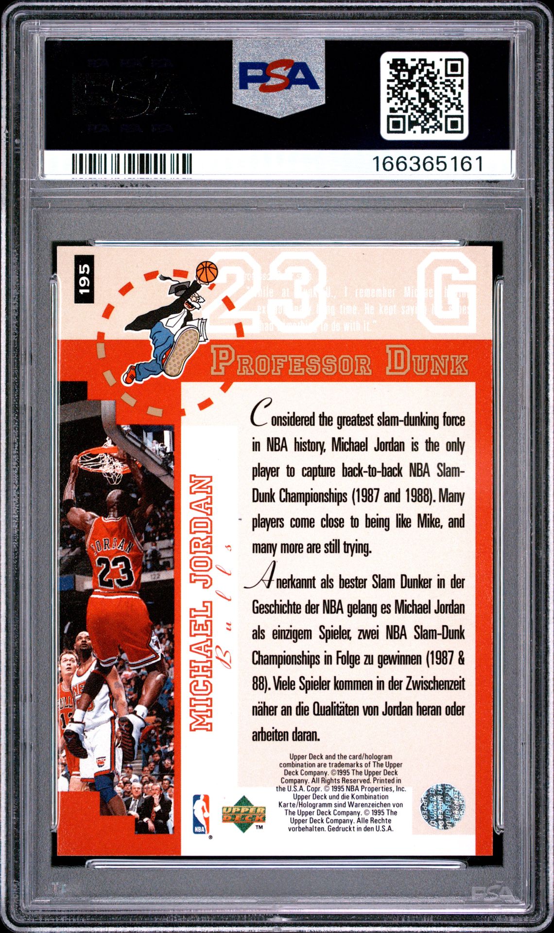 1995 Collector's Choice International German I Michael Jordan #195 (International German I) Nm-Mt 8 back
