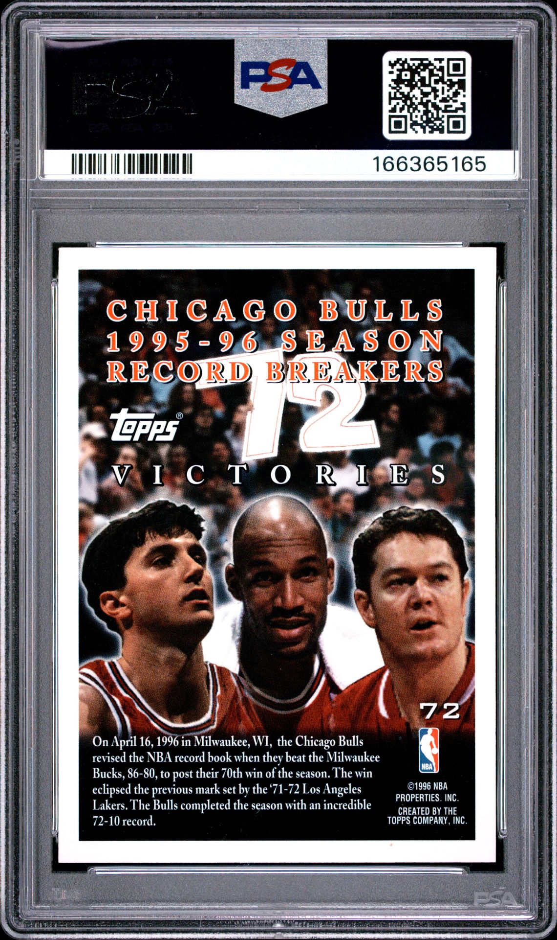 1996 Topps Bulls Commemorative #72 Nm-Mt 8 back