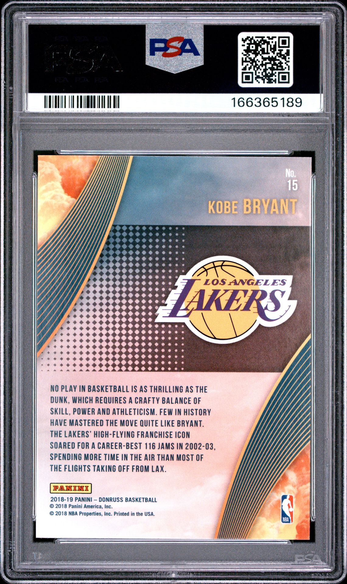 2018 Panini Donruss All Clear For Takeoff Kobe Bryant #15 (All Clear For Takeoff) Nm 7 back