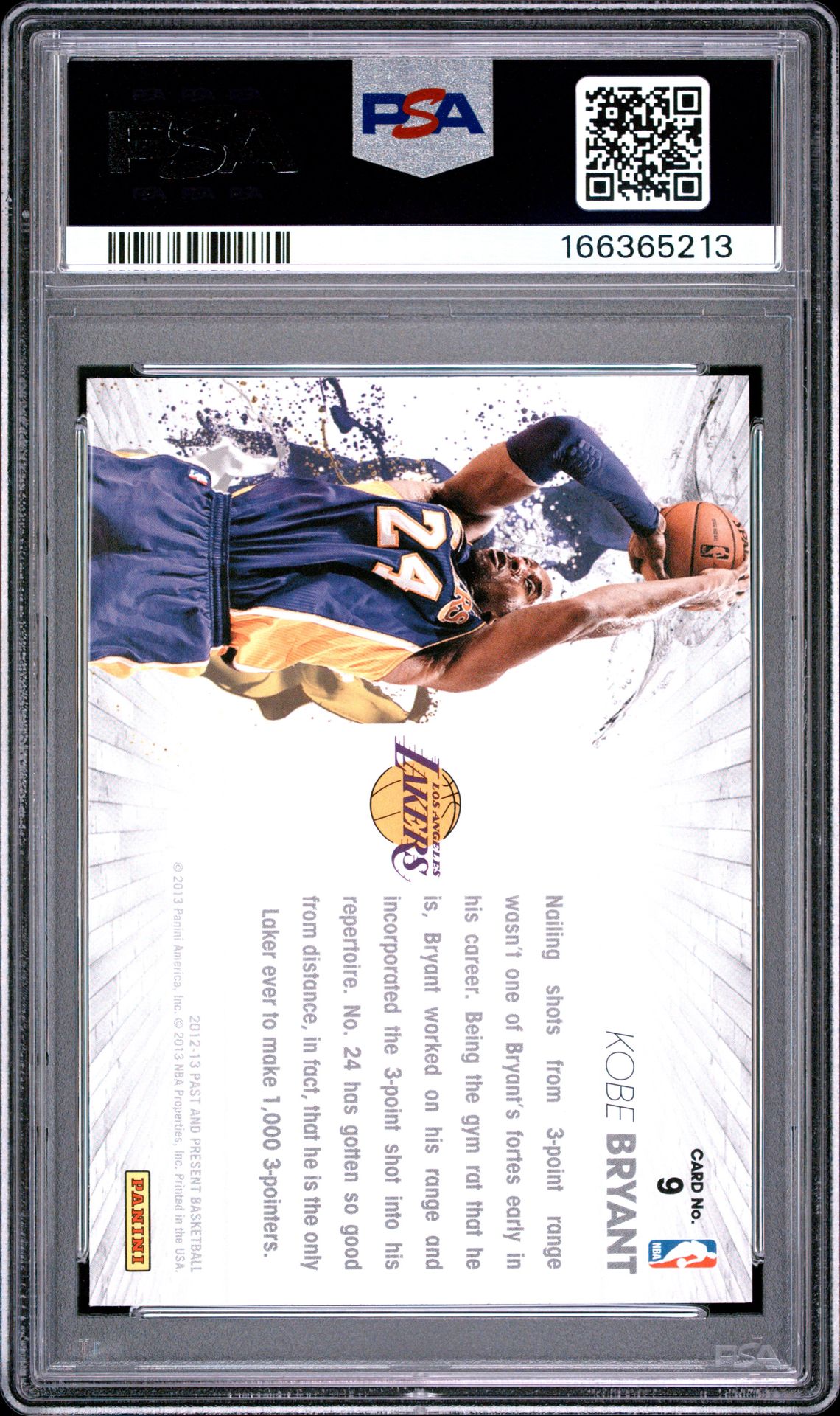 2012 Panini Past & Present Raining 3'S Kobe Bryant #9 (Raining 3'S) Mint 9 back